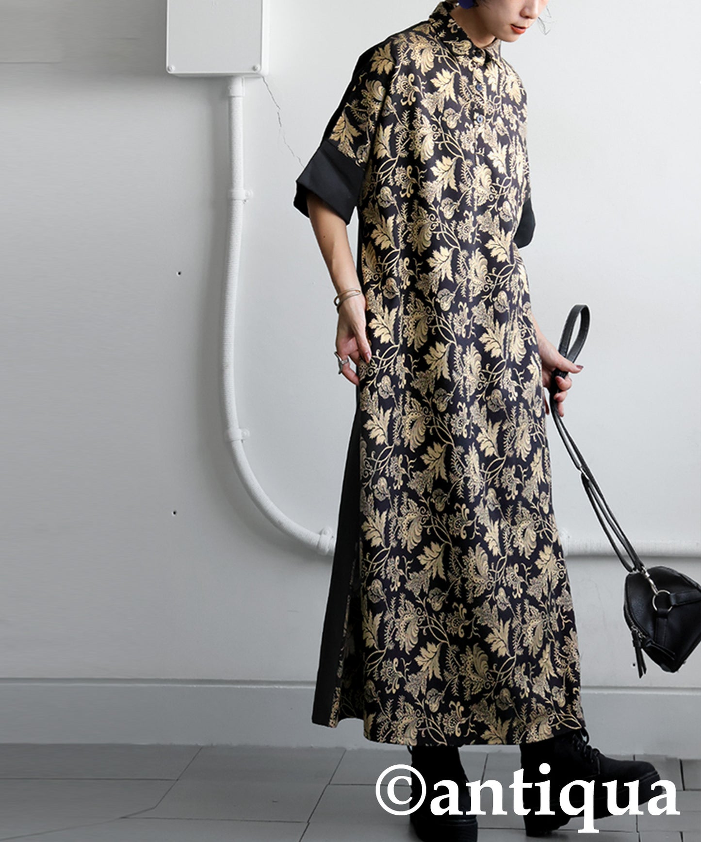 Jacquard-Panel Long Dress Ladies