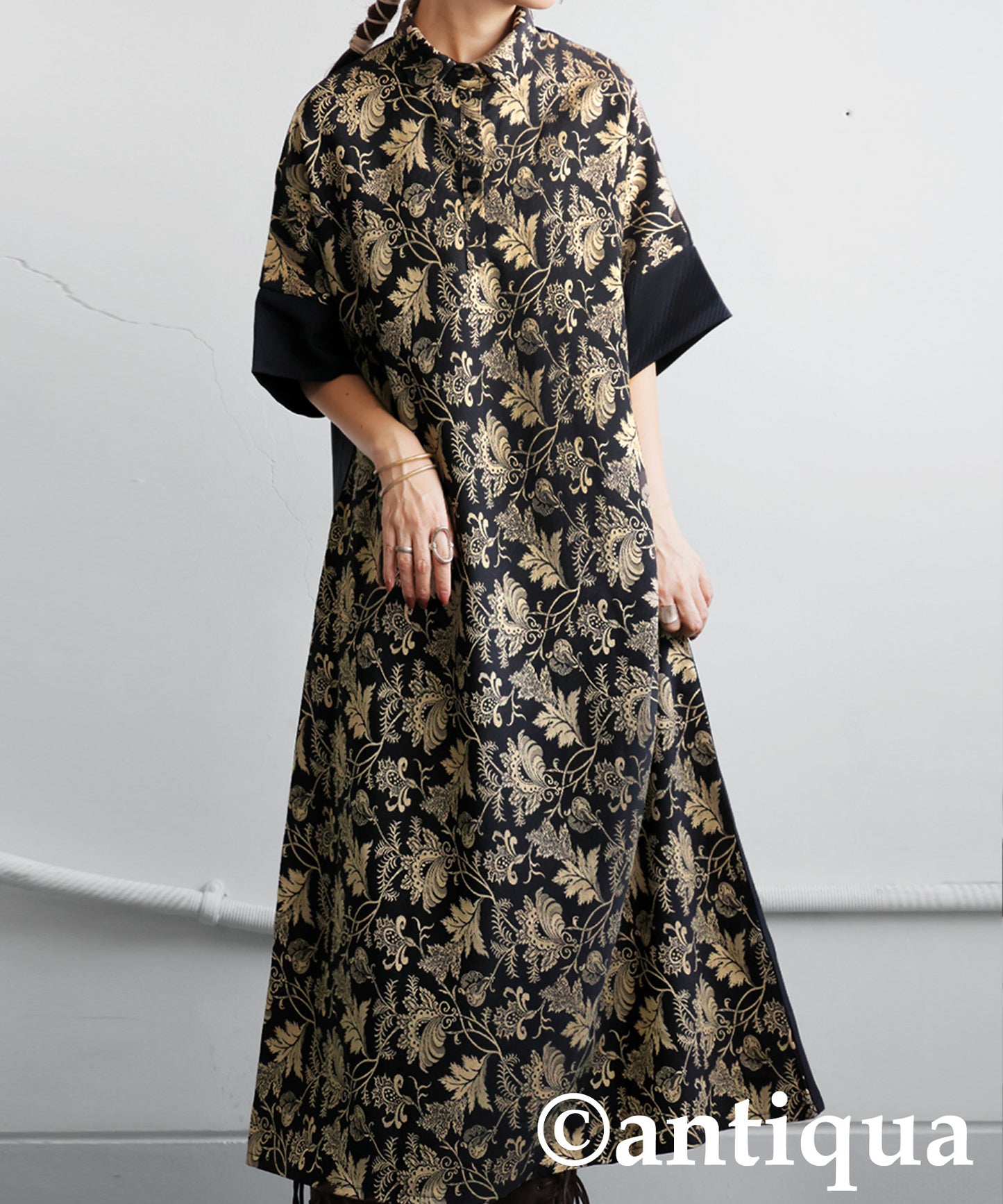 Jacquard-Panel Long Dress Ladies
