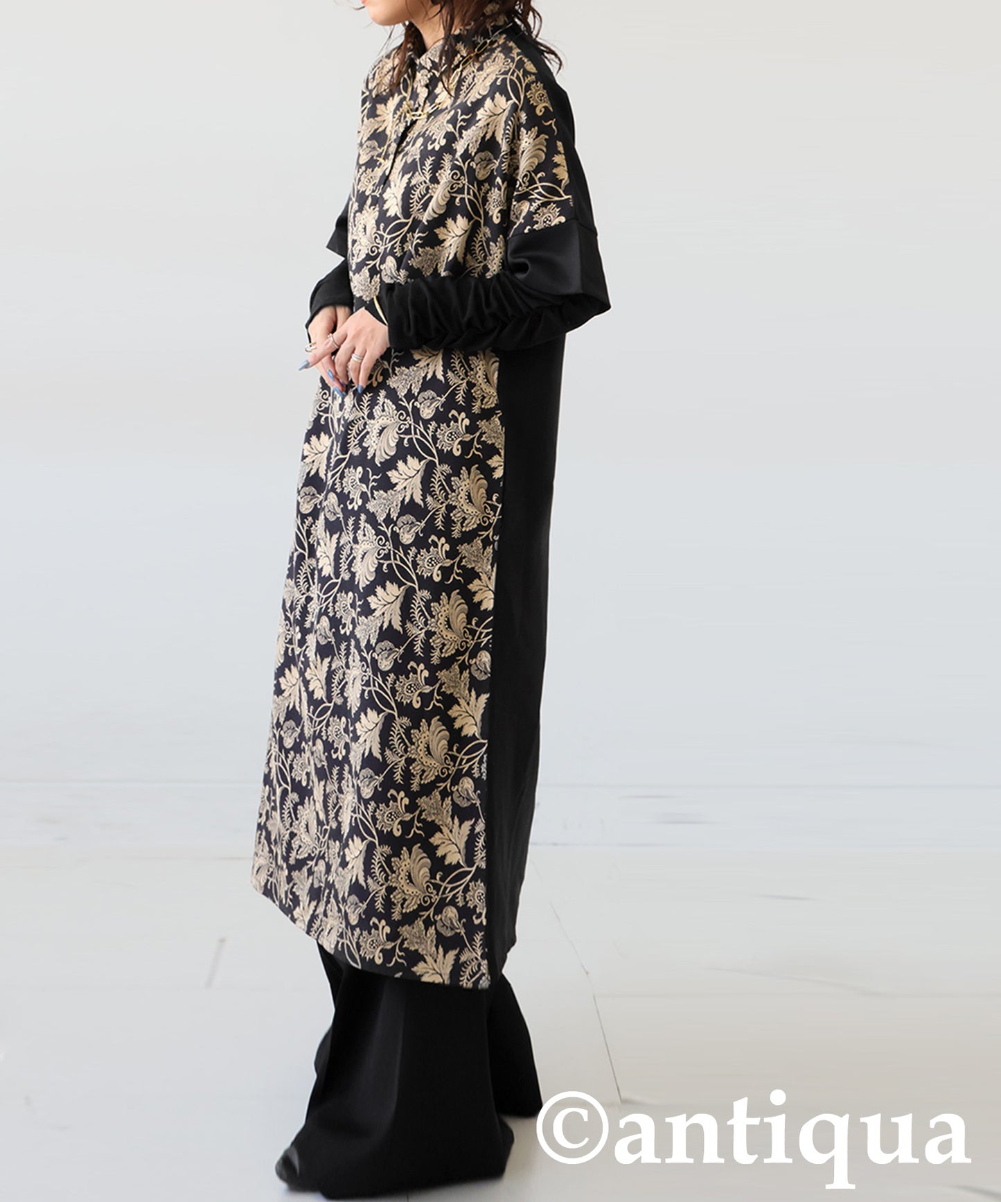 Jacquard-Panel Long Dress Ladies