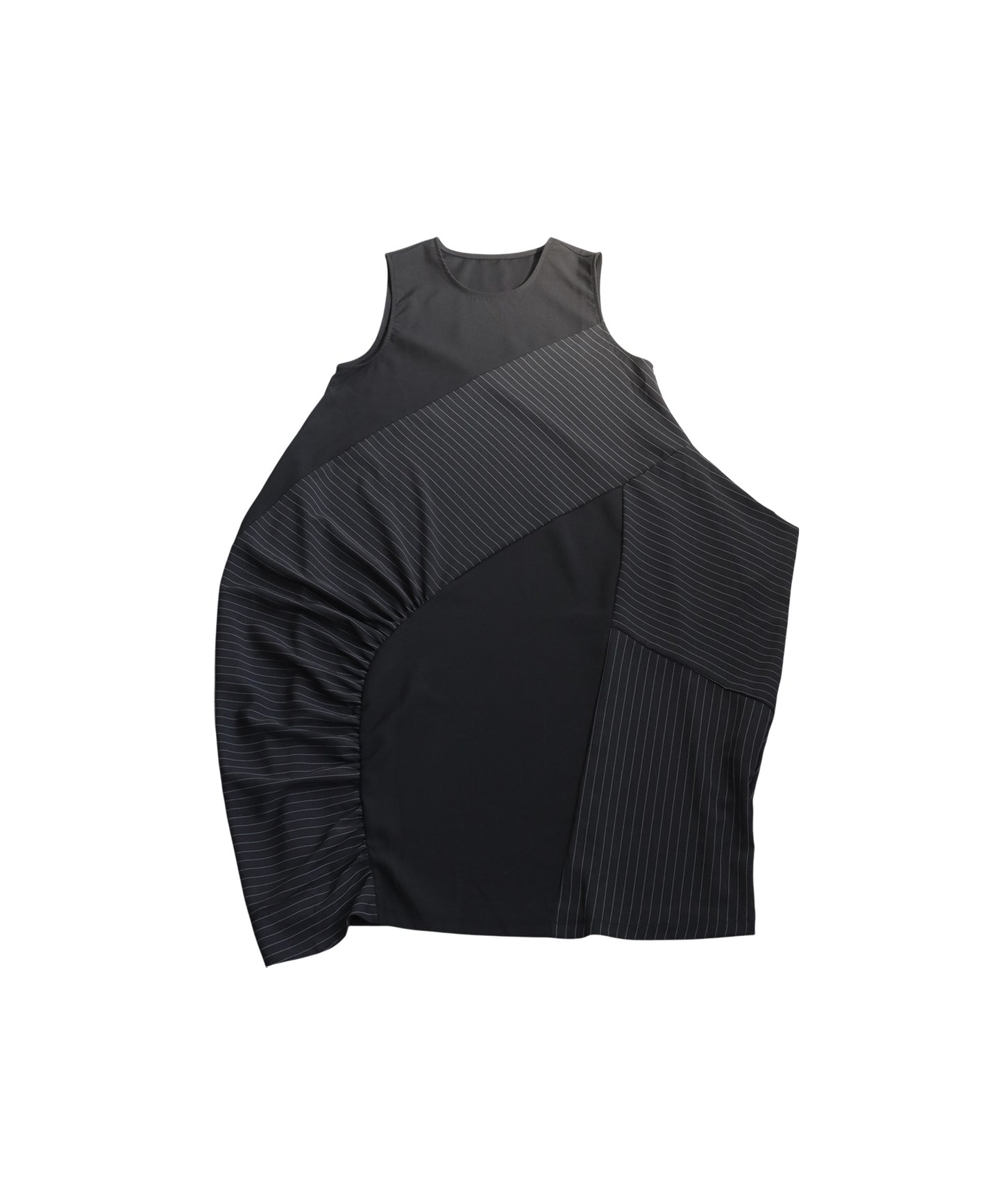 Mixed-Material Gathered Dress Ladies