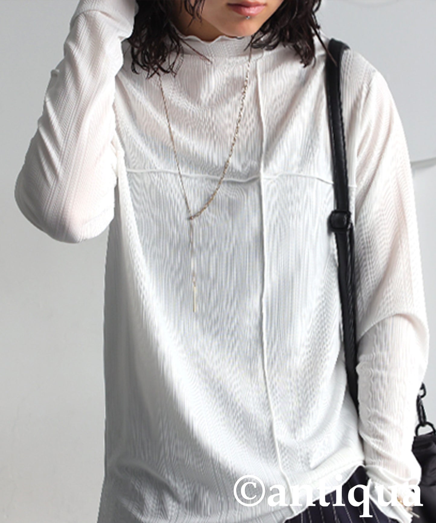 Cross Sheer Long Sleeve Top Ladies