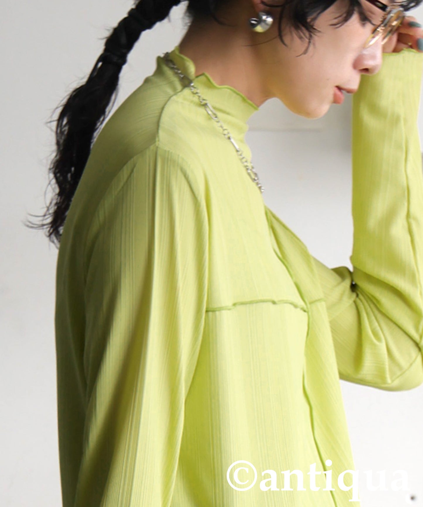 Cross Sheer Long Sleeve Top Ladies