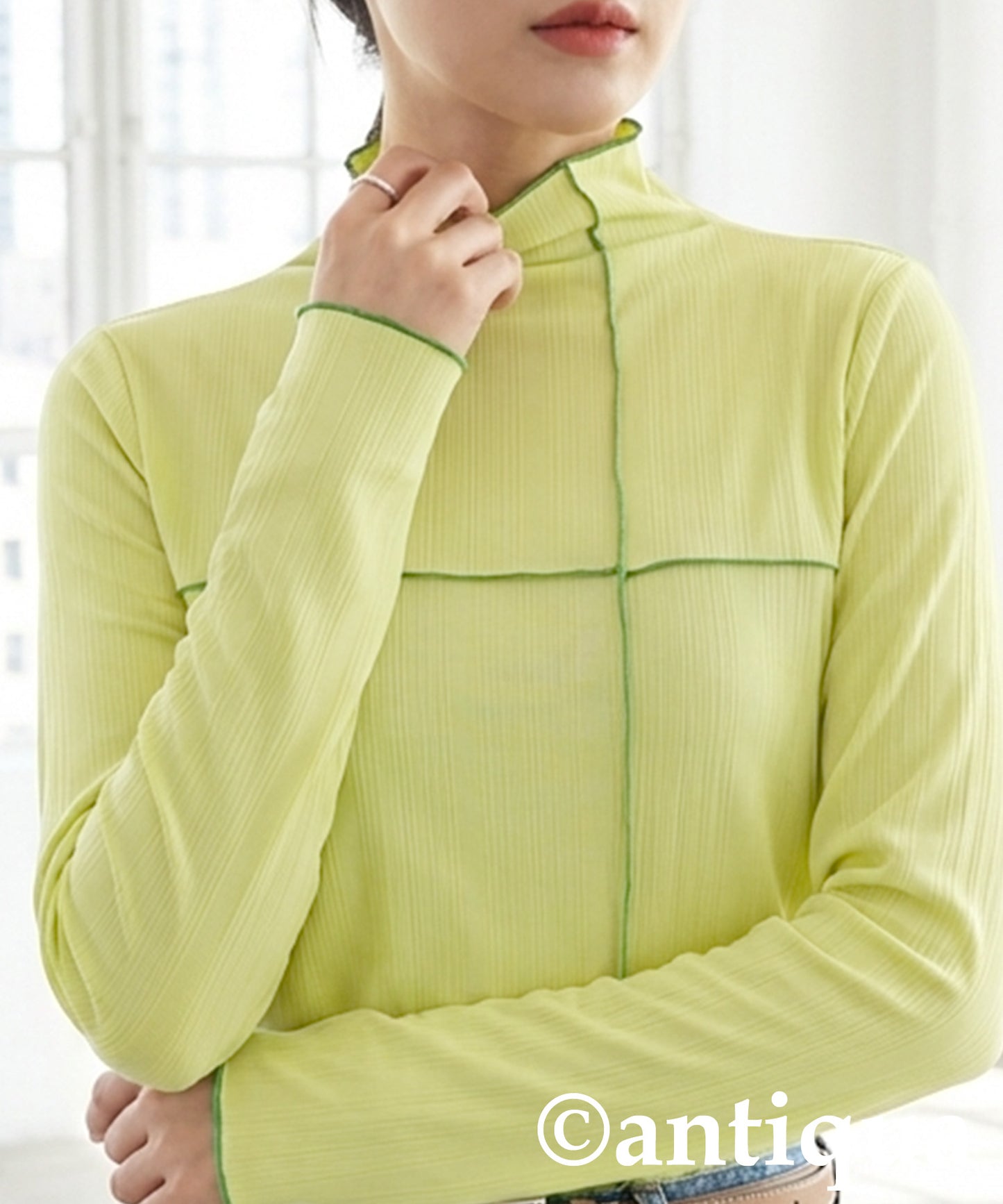 Cross Sheer Long Sleeve Top Ladies