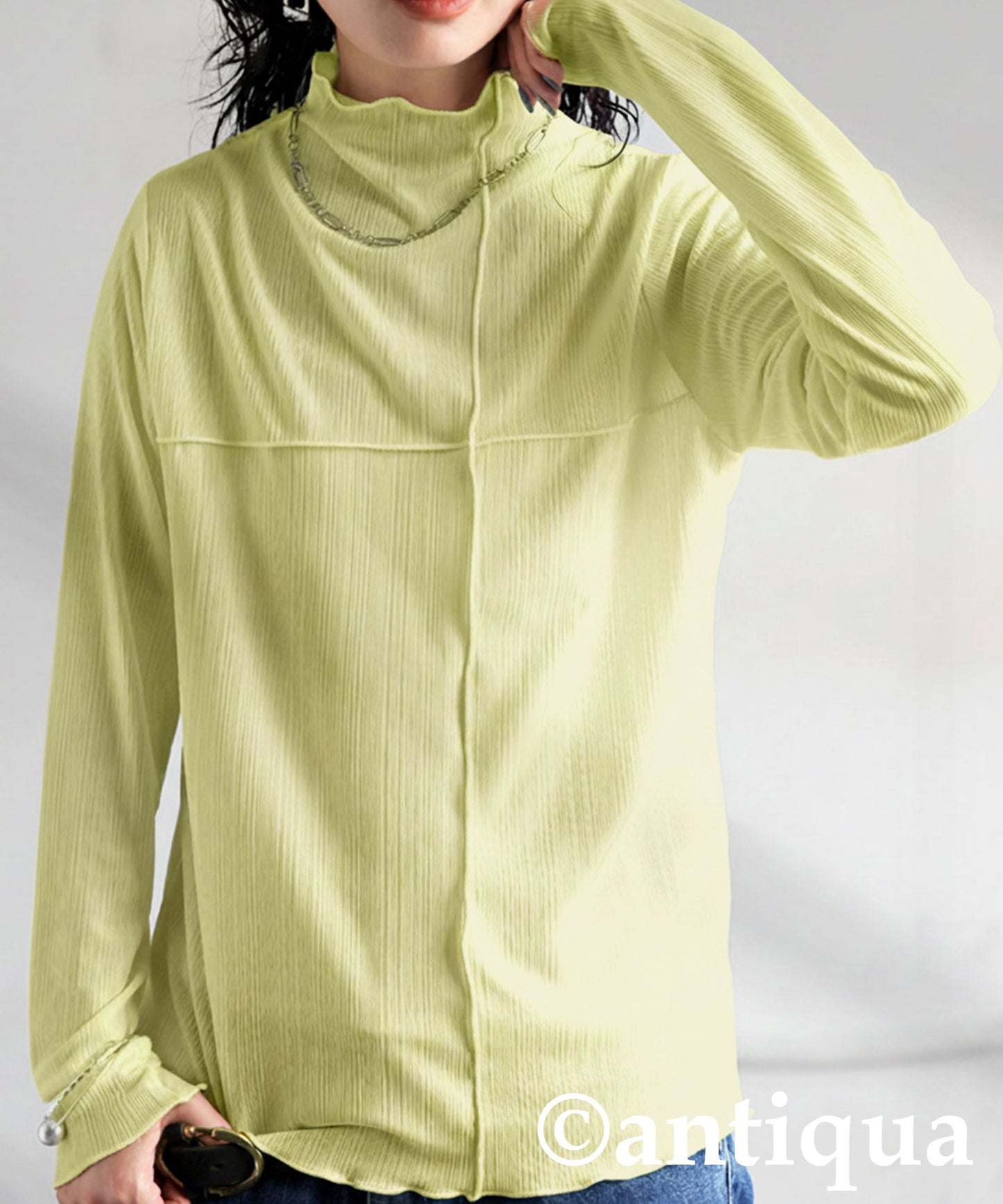 Cross Sheer Long Sleeve Top Ladies