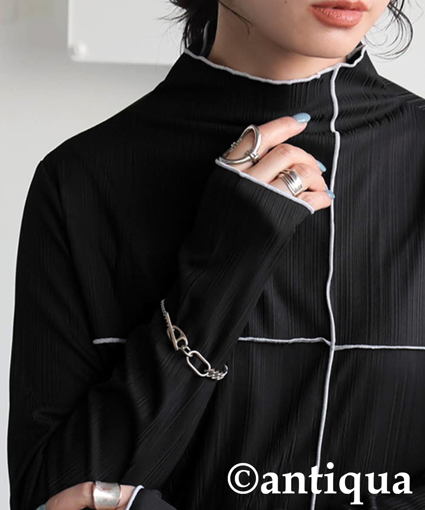 Cross Sheer Long Sleeve Top Ladies