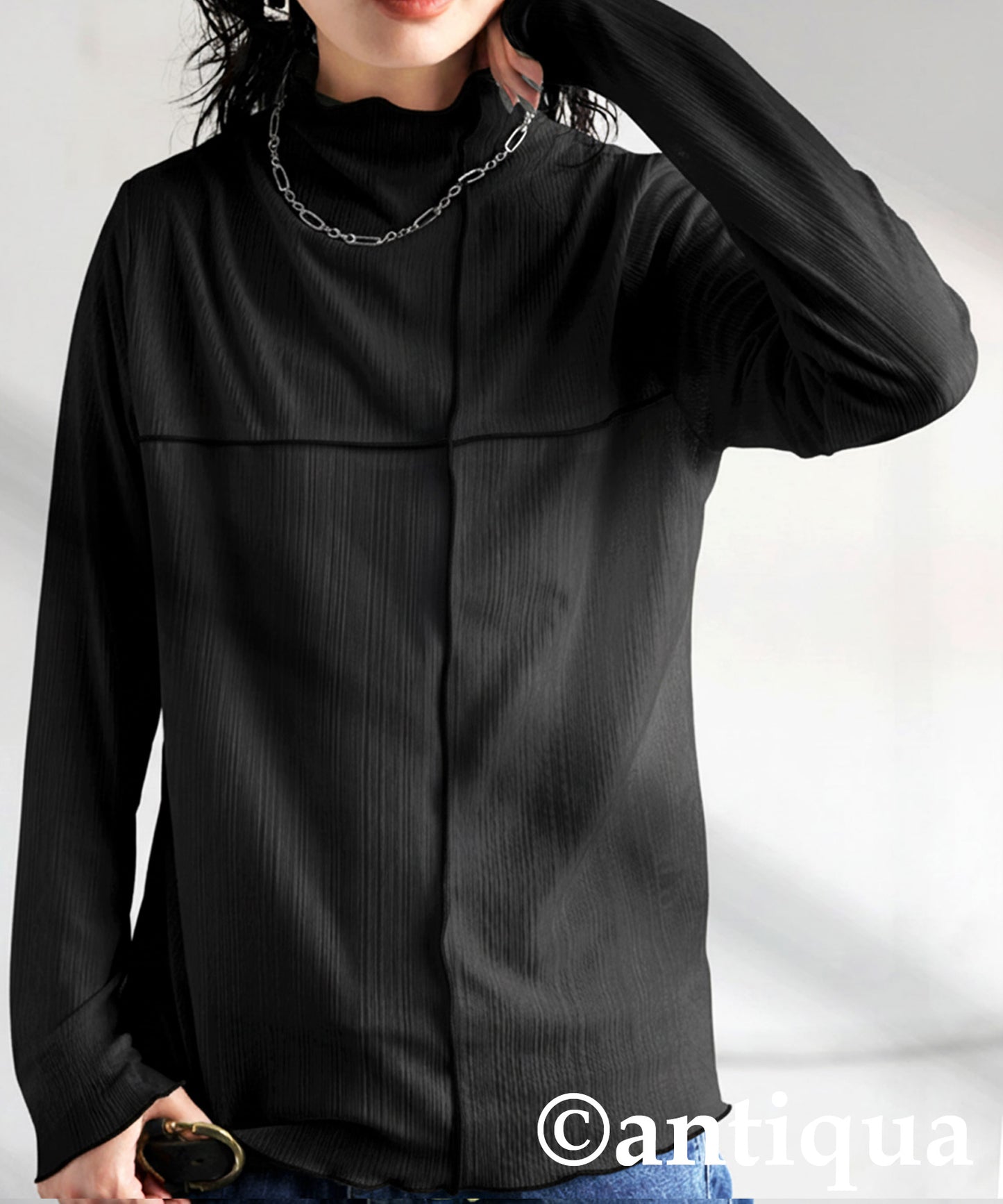Cross Sheer Long Sleeve Top Ladies