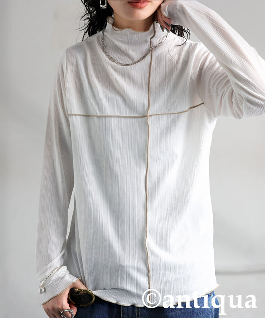 Cross Sheer Long Sleeve Top Ladies