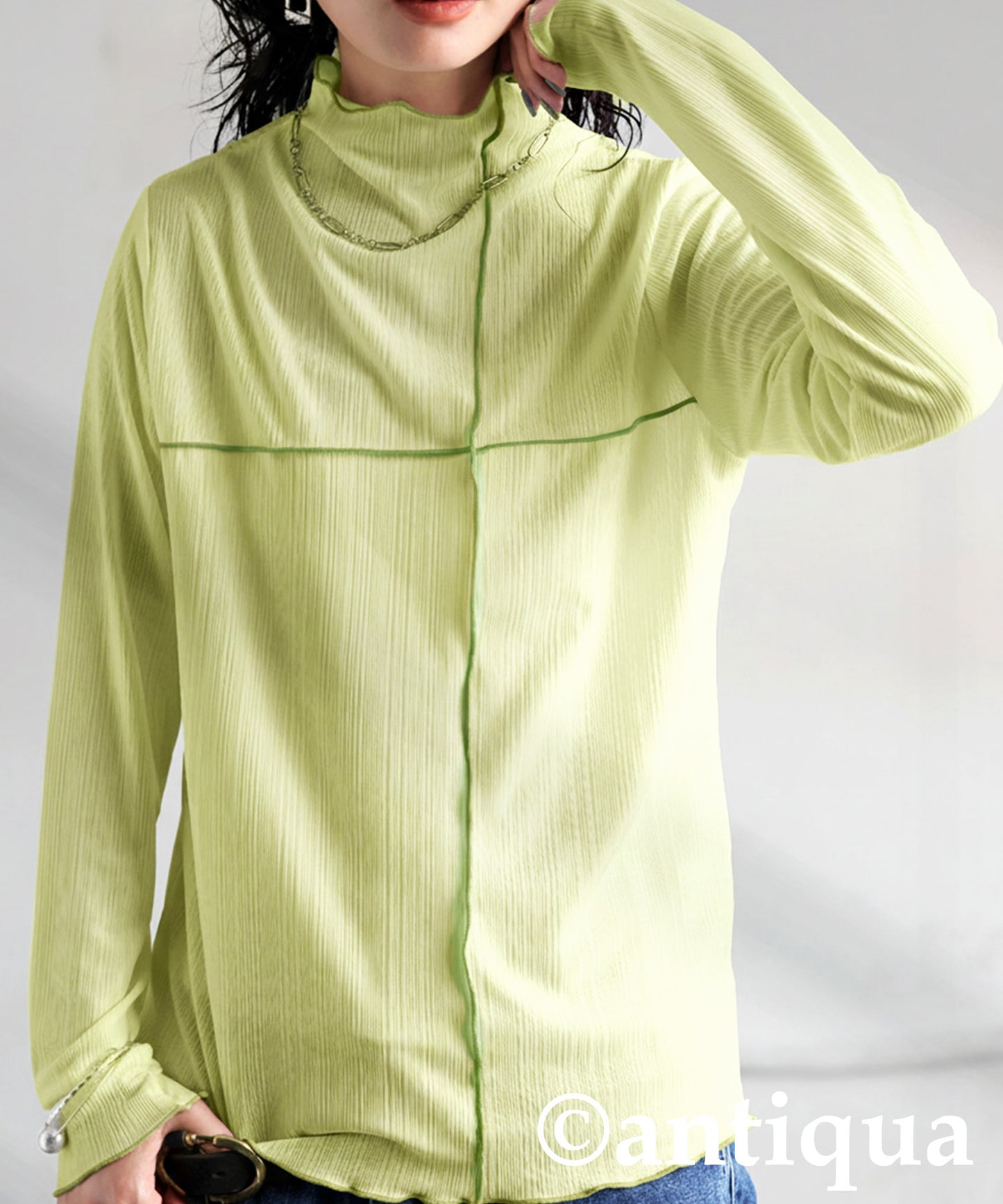 Cross Sheer Long Sleeve Top Ladies