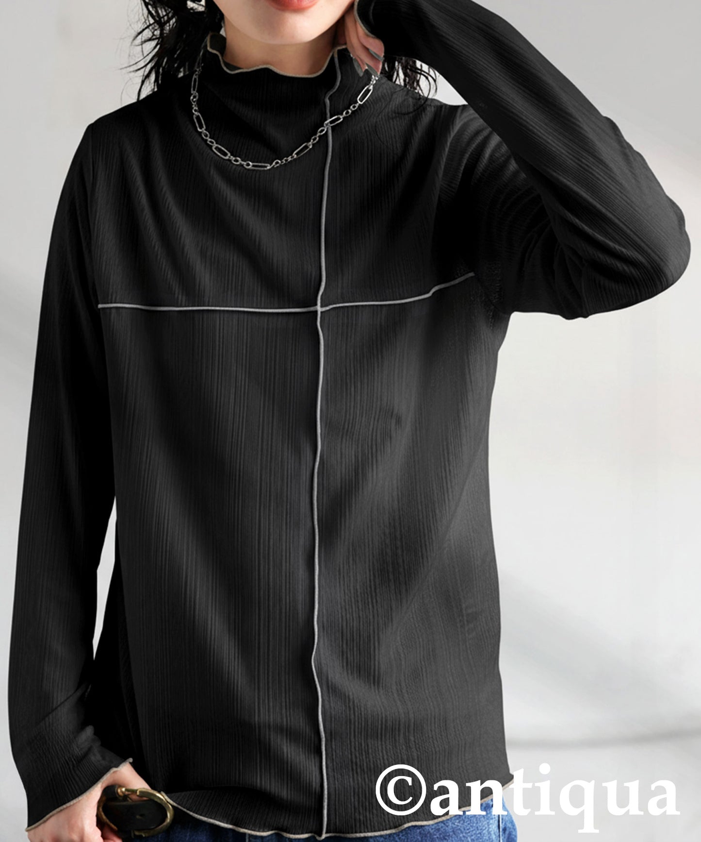 Cross Sheer Long Sleeve Top Ladies