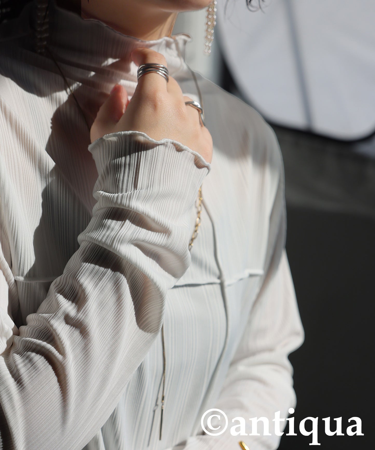 Cross Sheer Long Sleeve Top Ladies