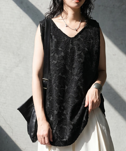 Mixed-Material Floral Layered Lace Tank Top Ladies