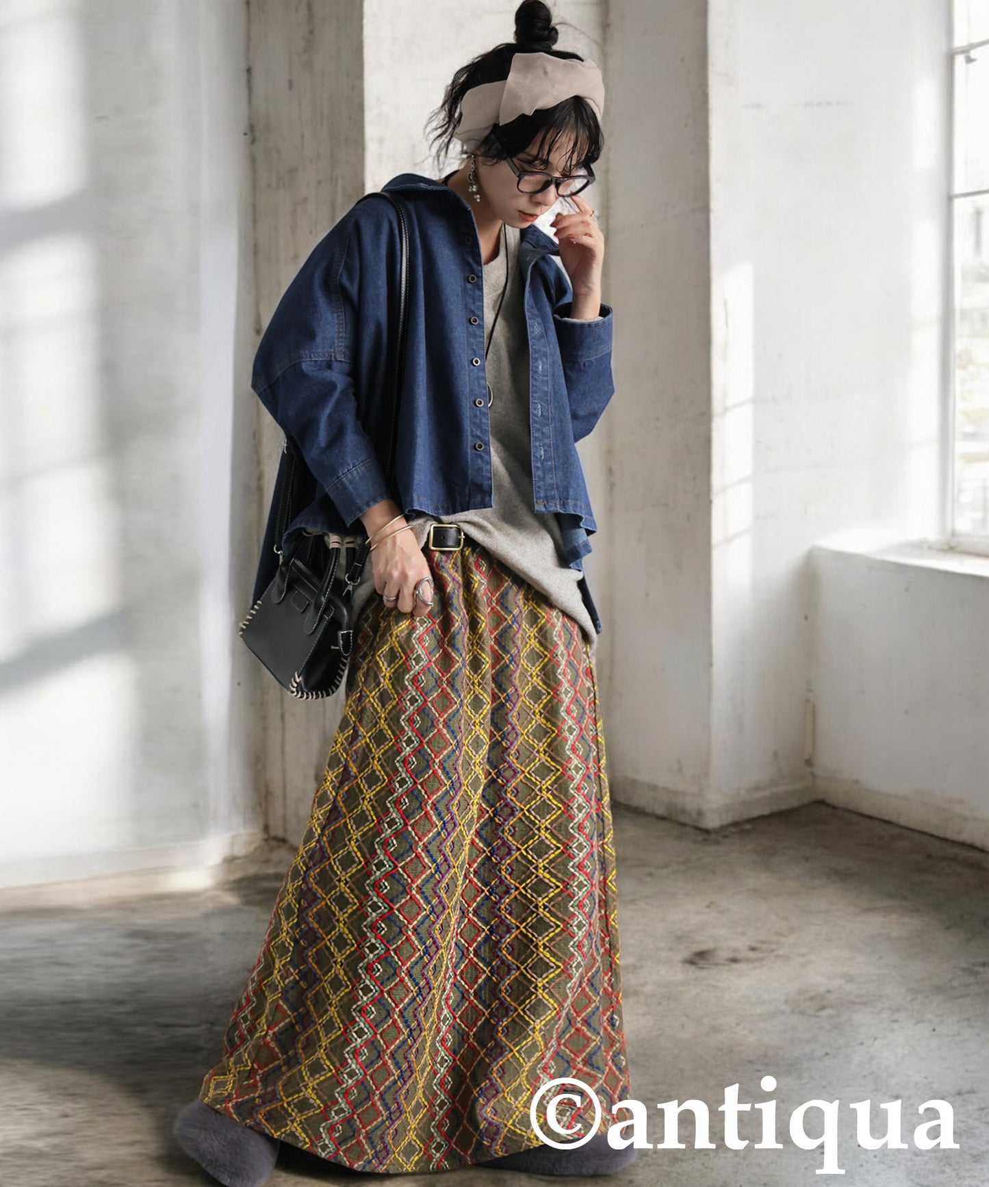 Botanical Jacquard Long Skirt Ladies