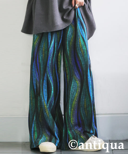 Wave Pattern Wide Pants Ladies