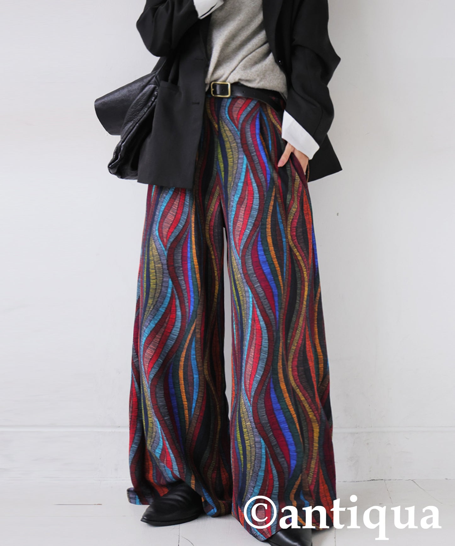 Wave Pattern Wide Pants Ladies