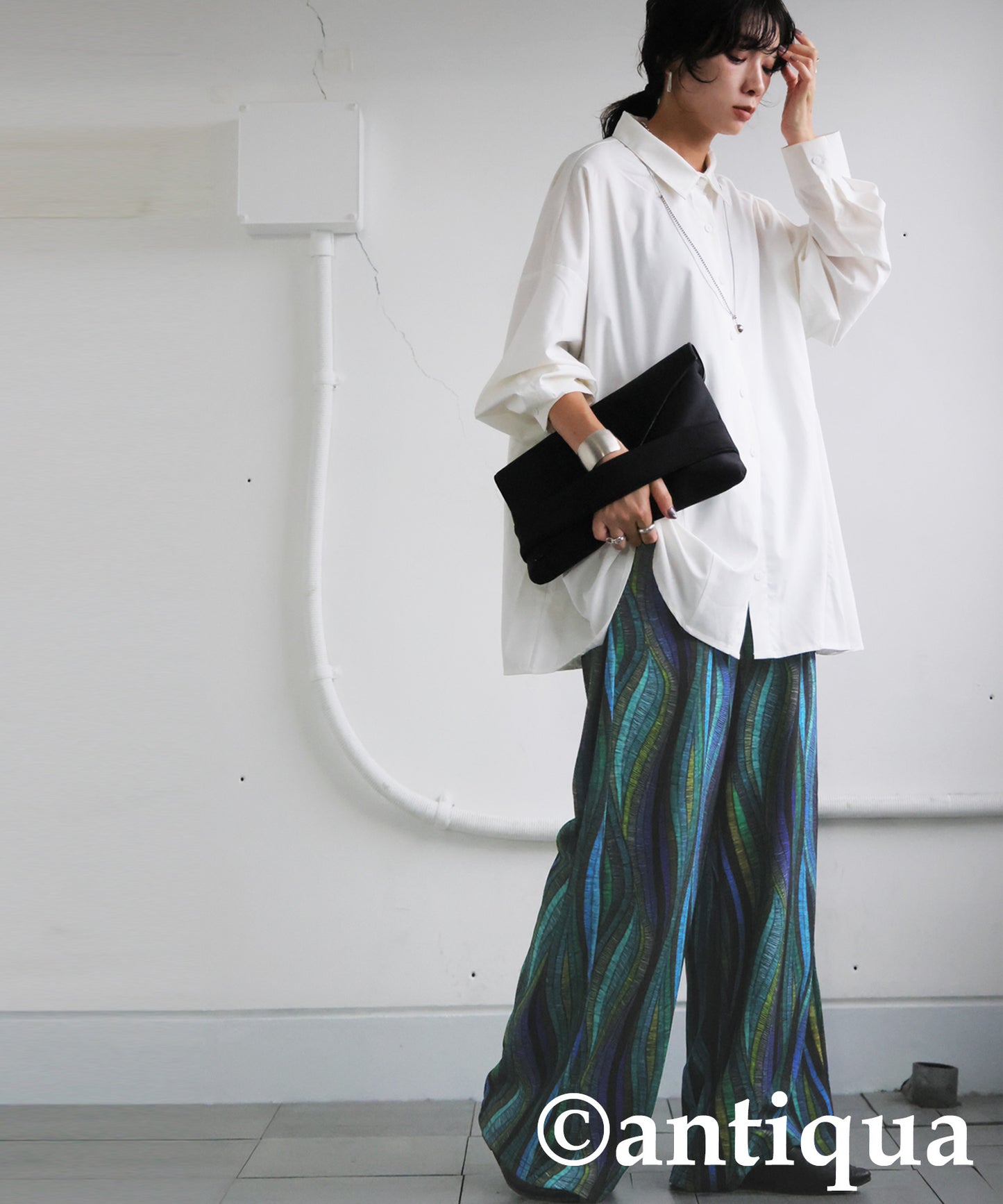 Wave Pattern Wide Pants Ladies