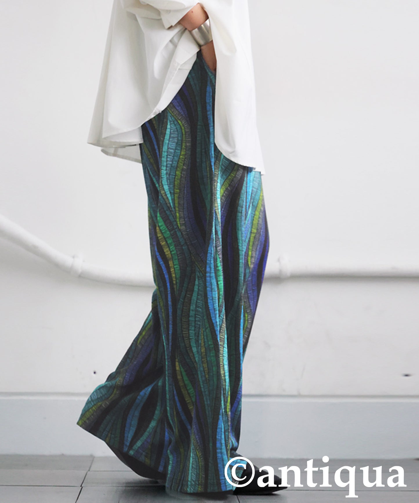 Wave Pattern Wide Pants Ladies