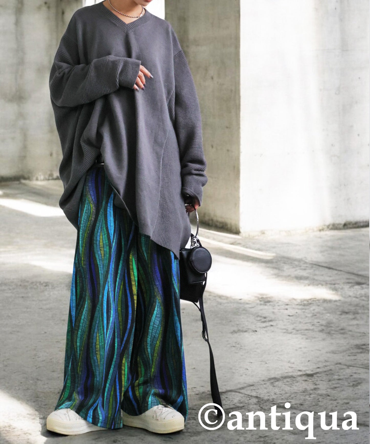 Wave Pattern Wide Pants Ladies