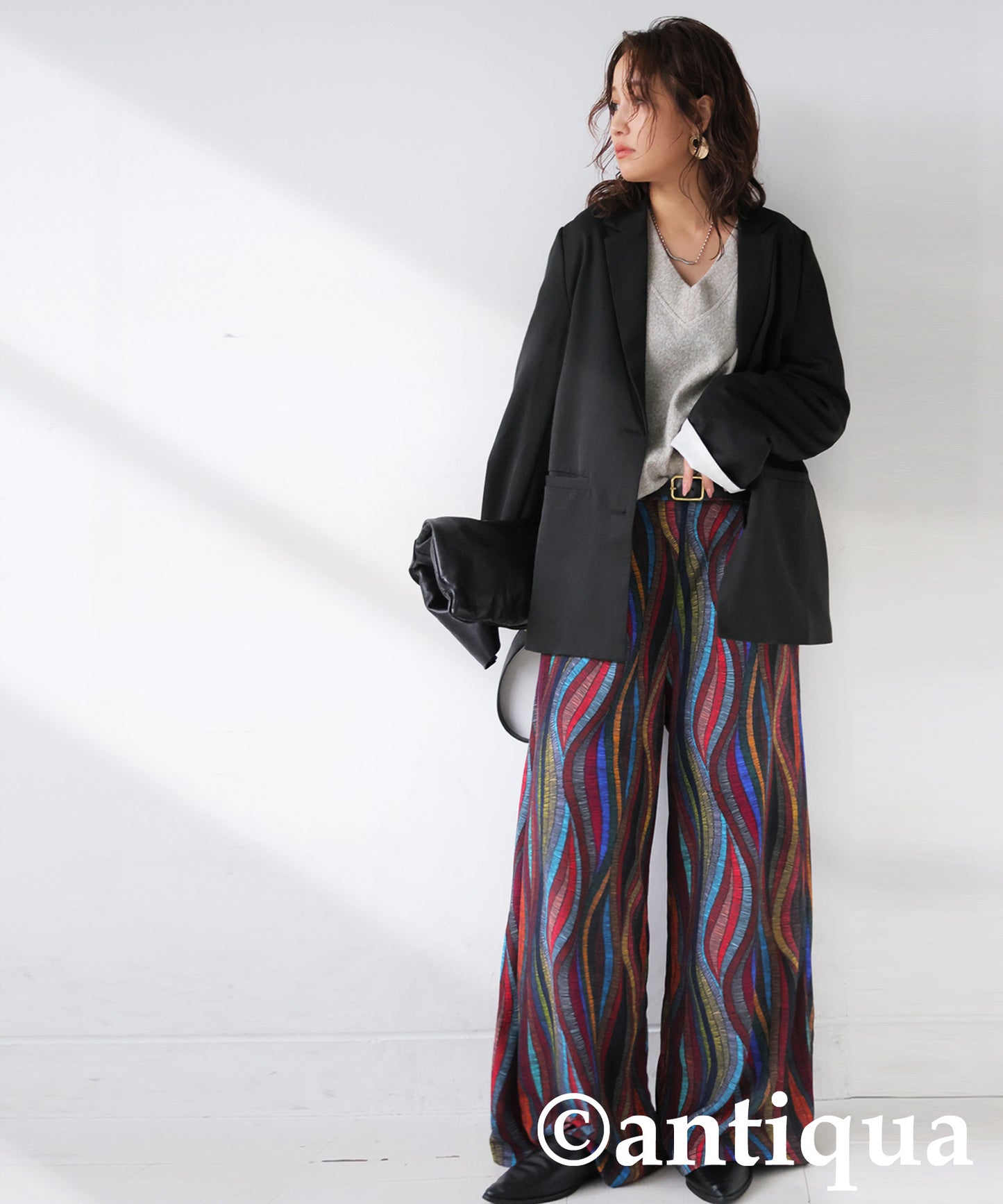 Wave Pattern Wide Pants Ladies