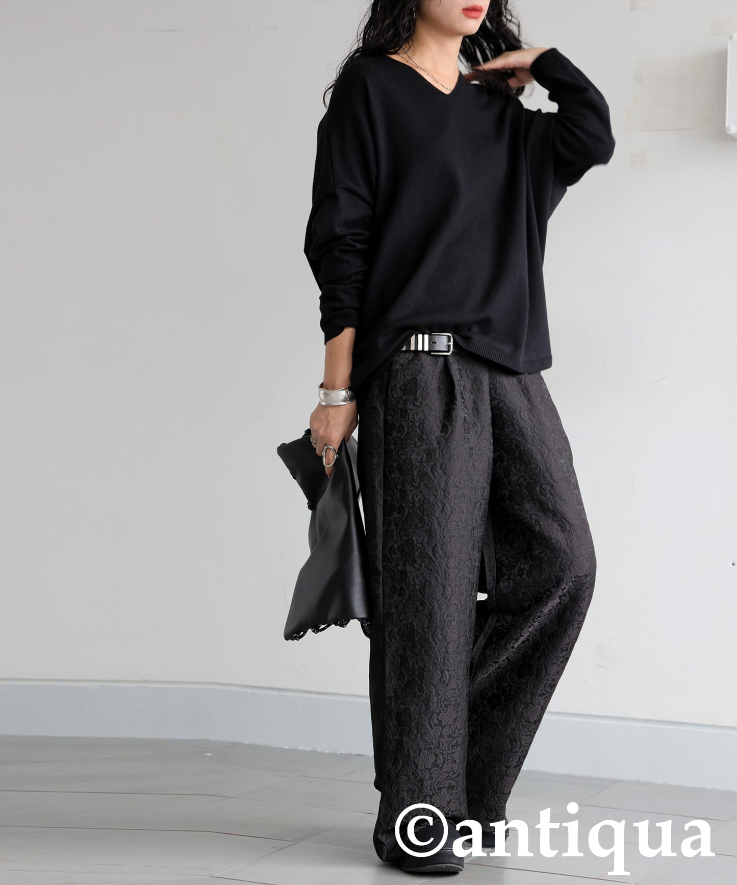 Jacquard Wide Straight Pants Ladies