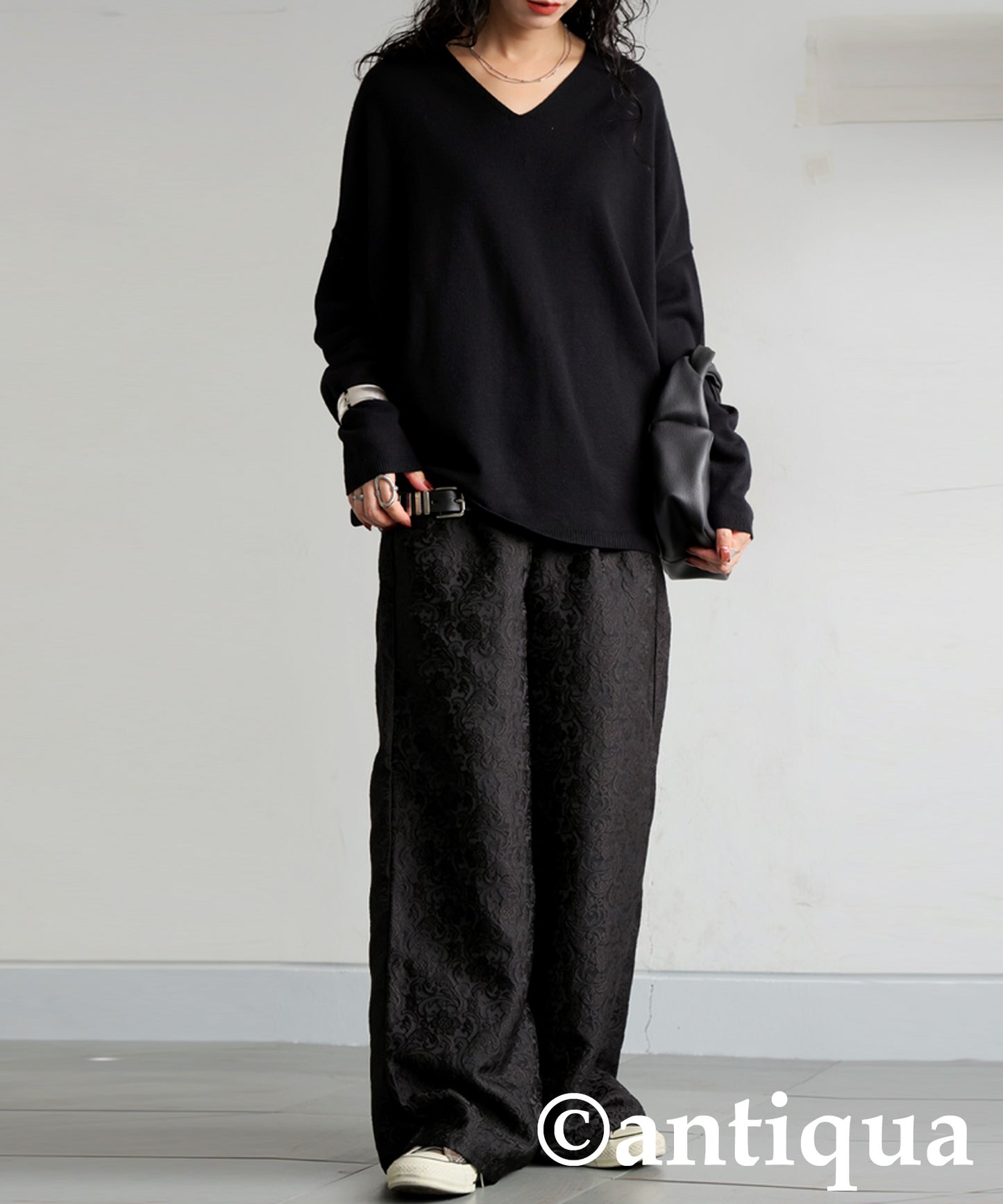 Jacquard Wide Straight Pants Ladies