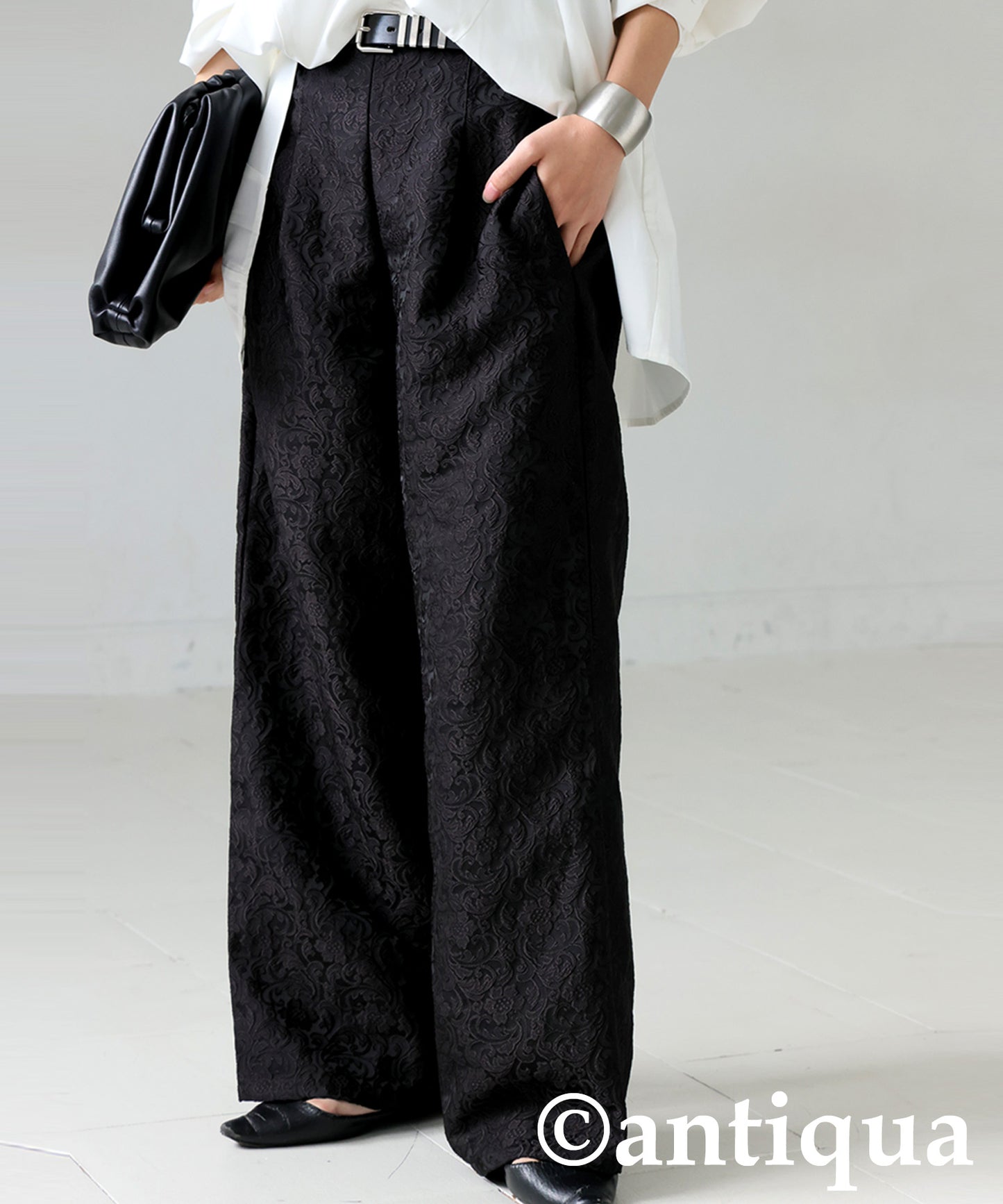 Jacquard Wide Straight Pants Ladies