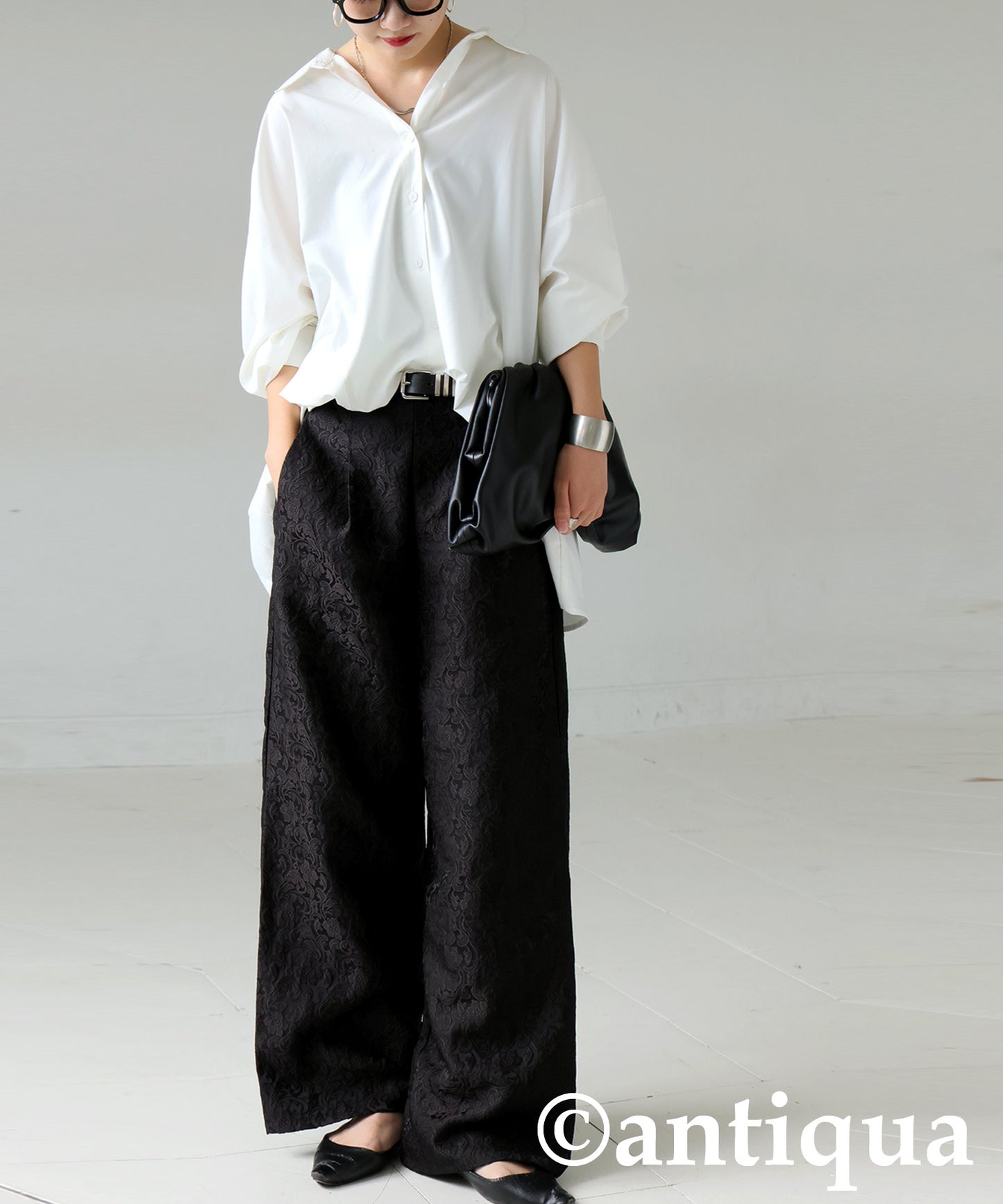 Jacquard Wide Straight Pants Ladies
