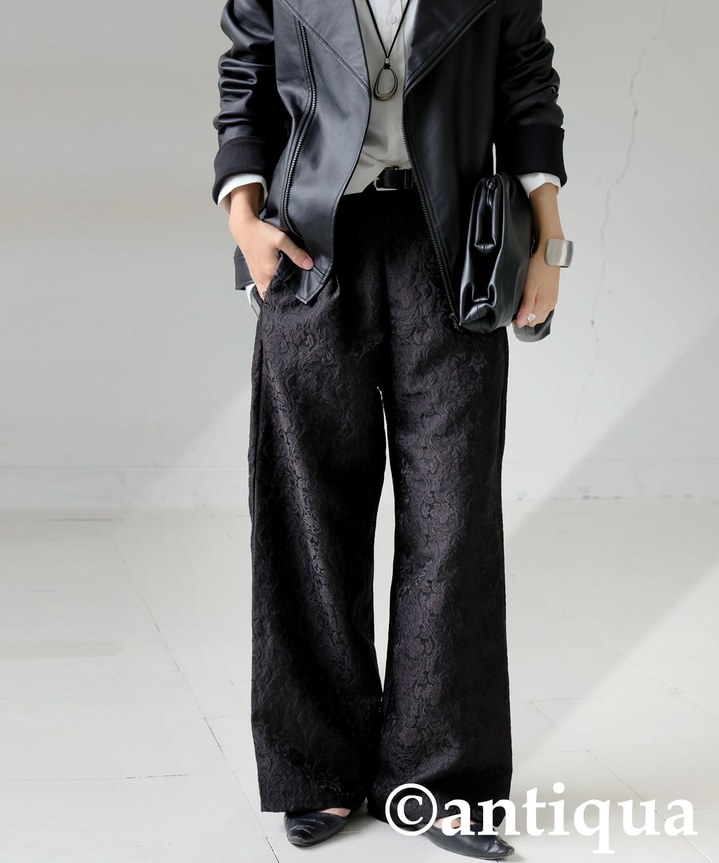 Jacquard Wide Straight Pants Ladies