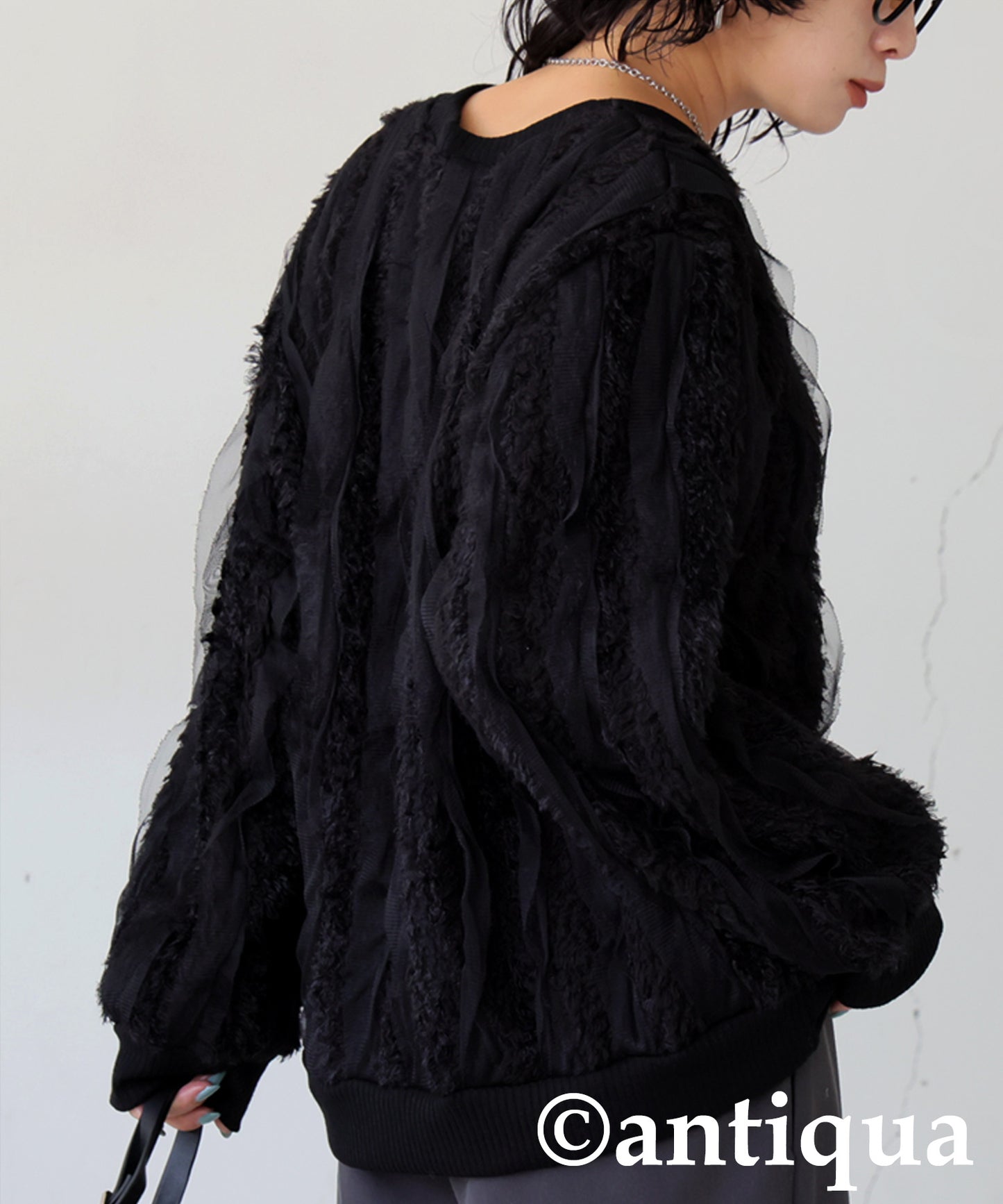 Mixed Material Pullover Ladies