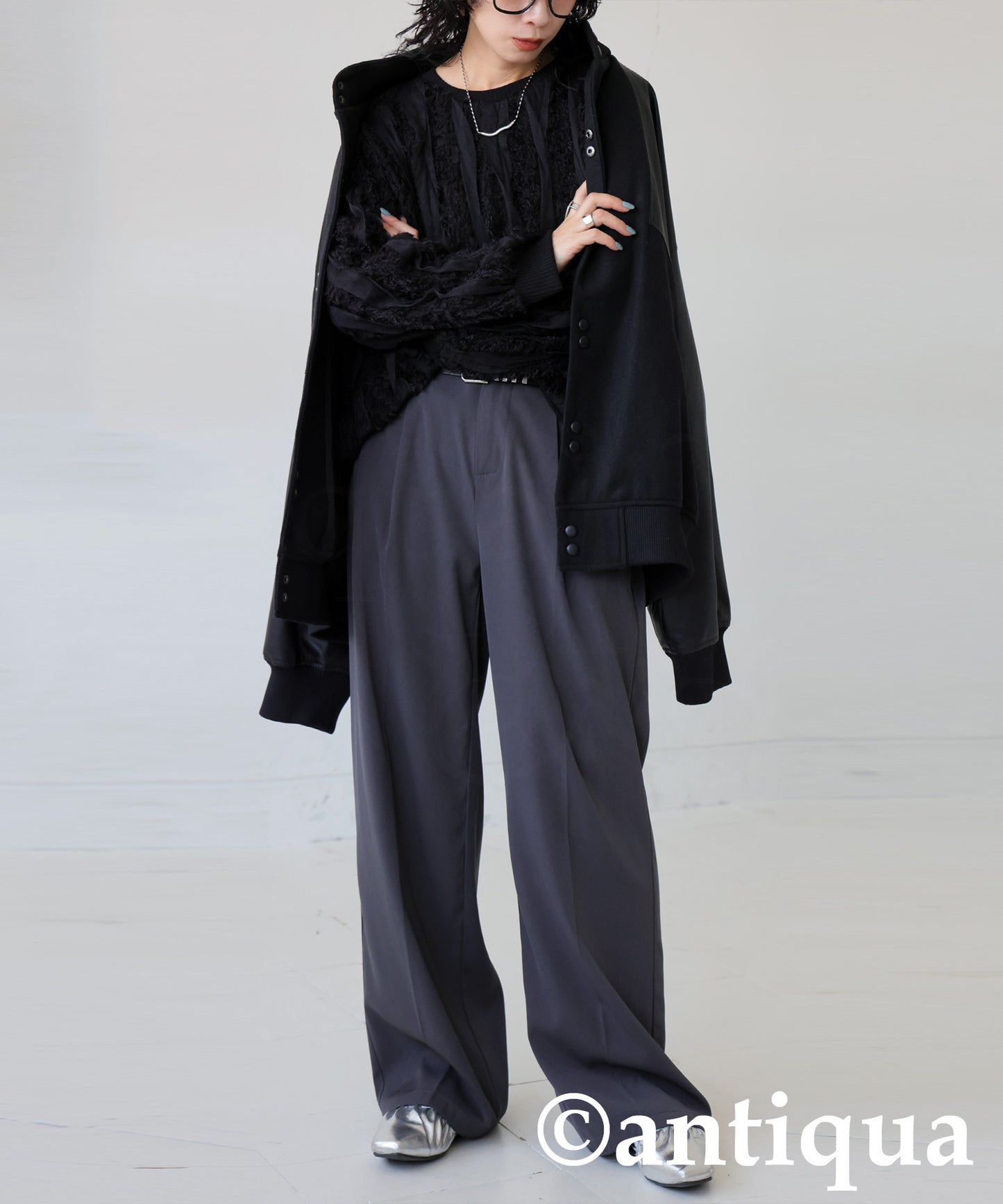 Mixed Material Pullover Ladies