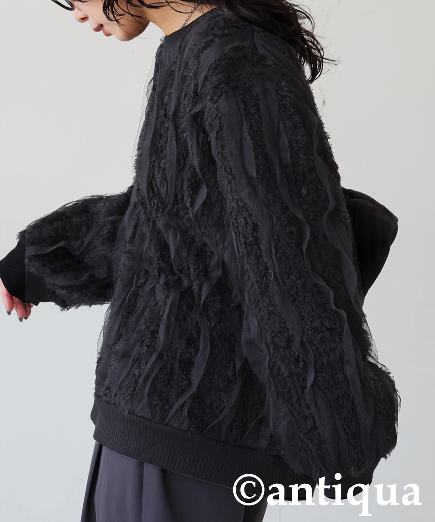 Mixed Material Pullover Ladies