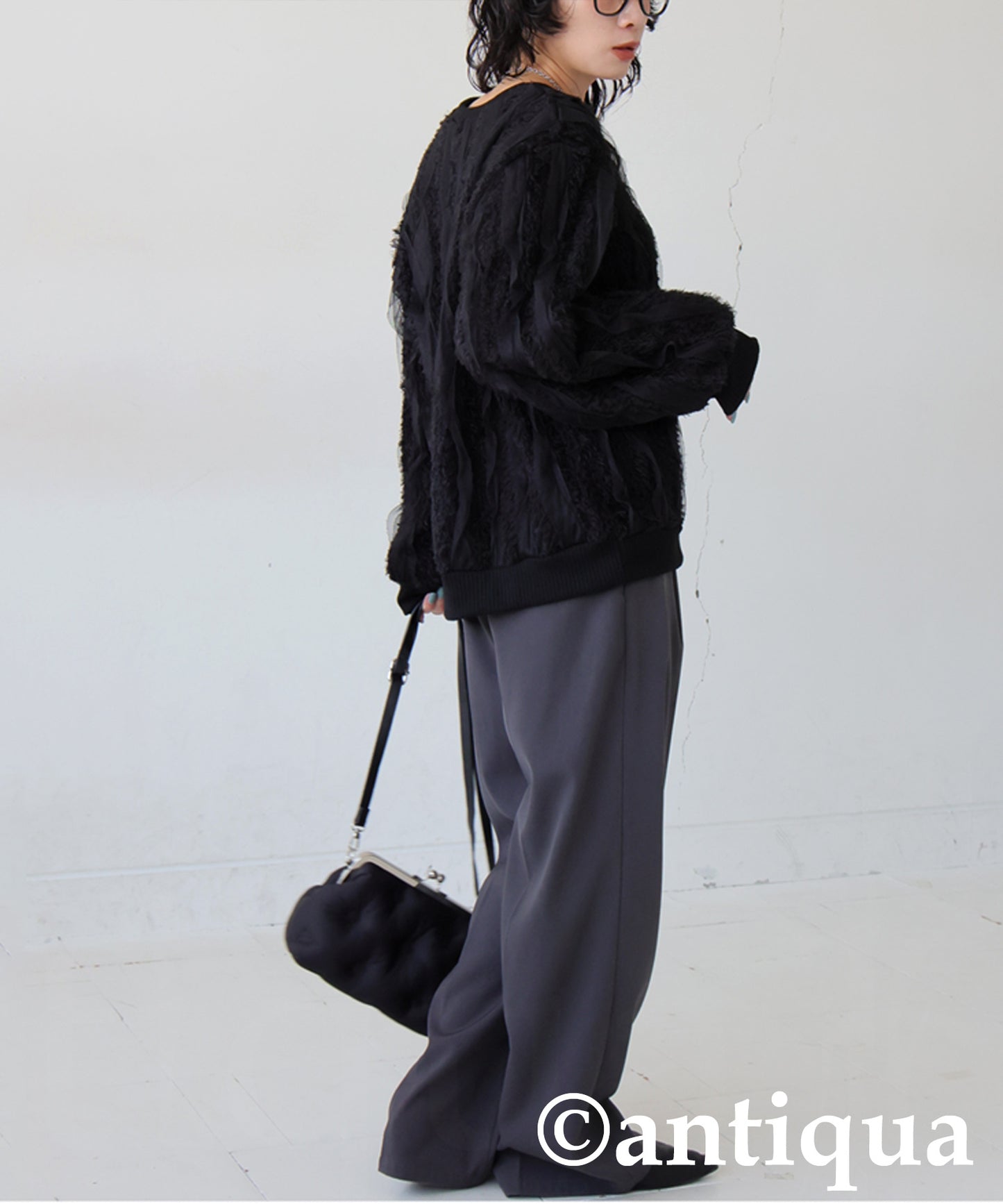 Mixed Material Pullover Ladies