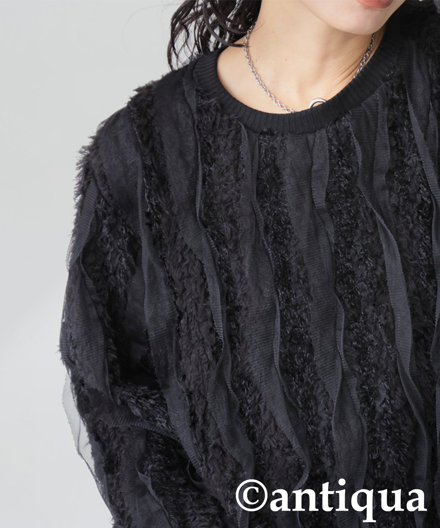 Mixed Material Pullover Ladies