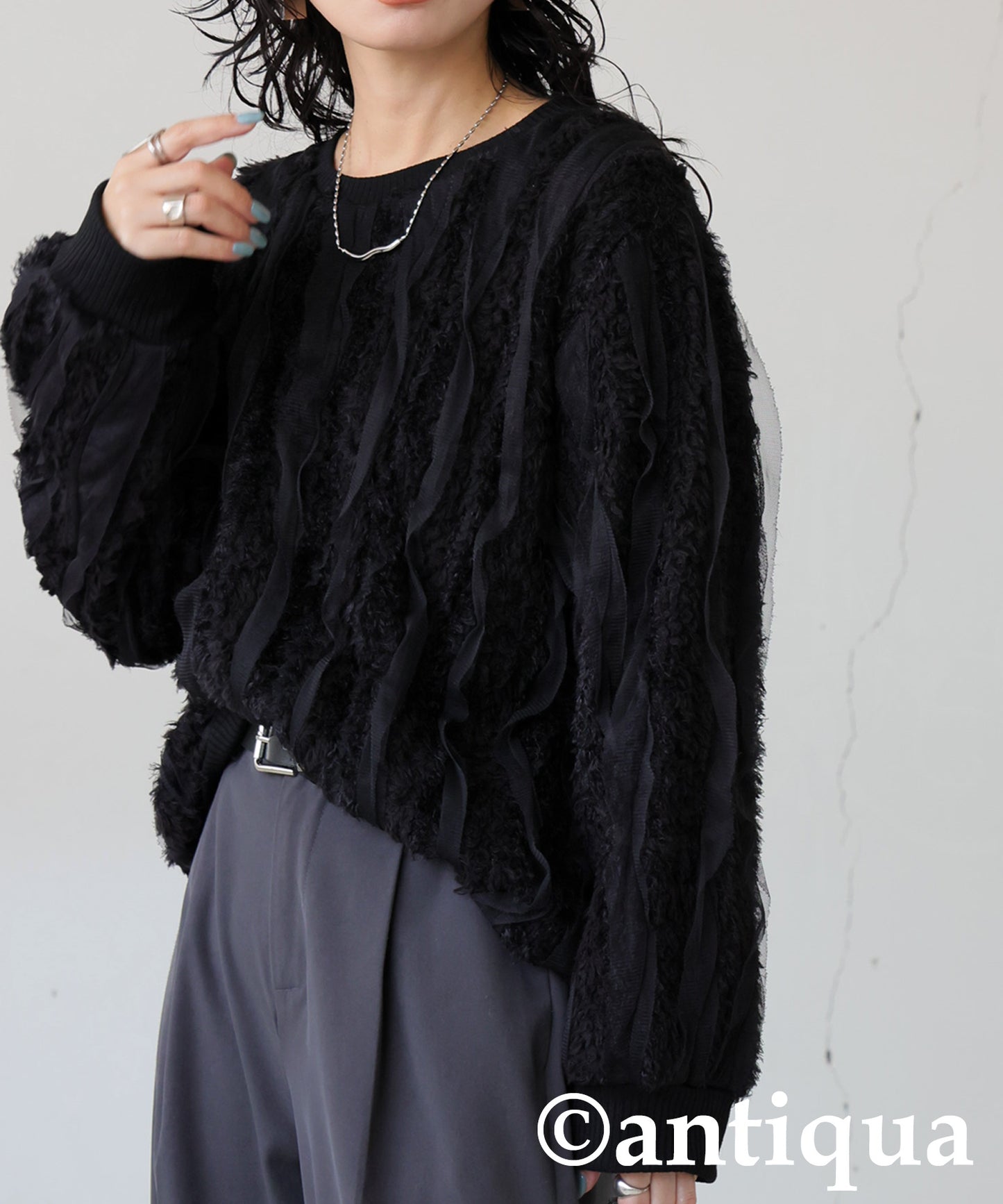 Mixed Material Pullover Ladies