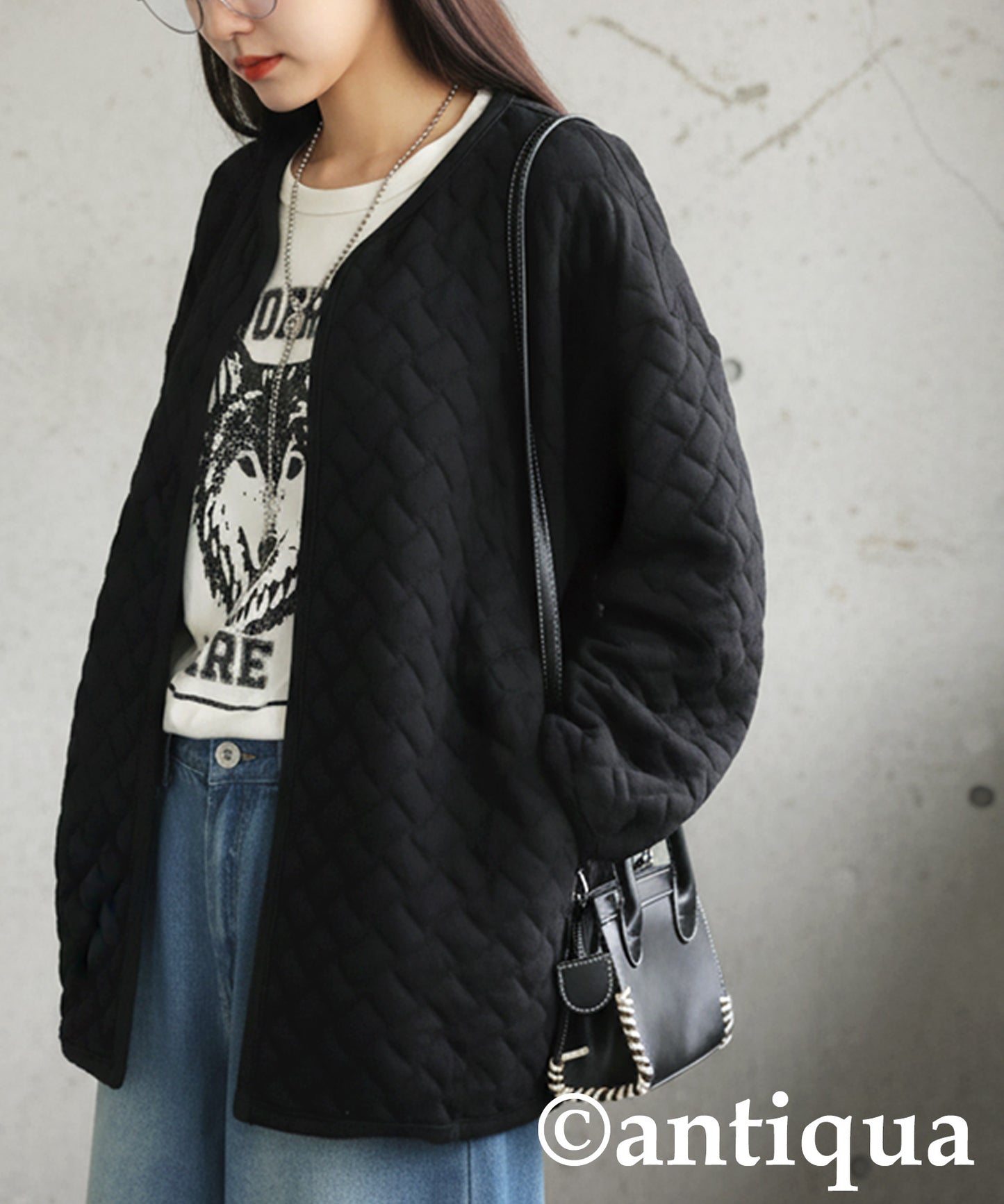 Quilted Long-Sleeved Cardigan Ladies