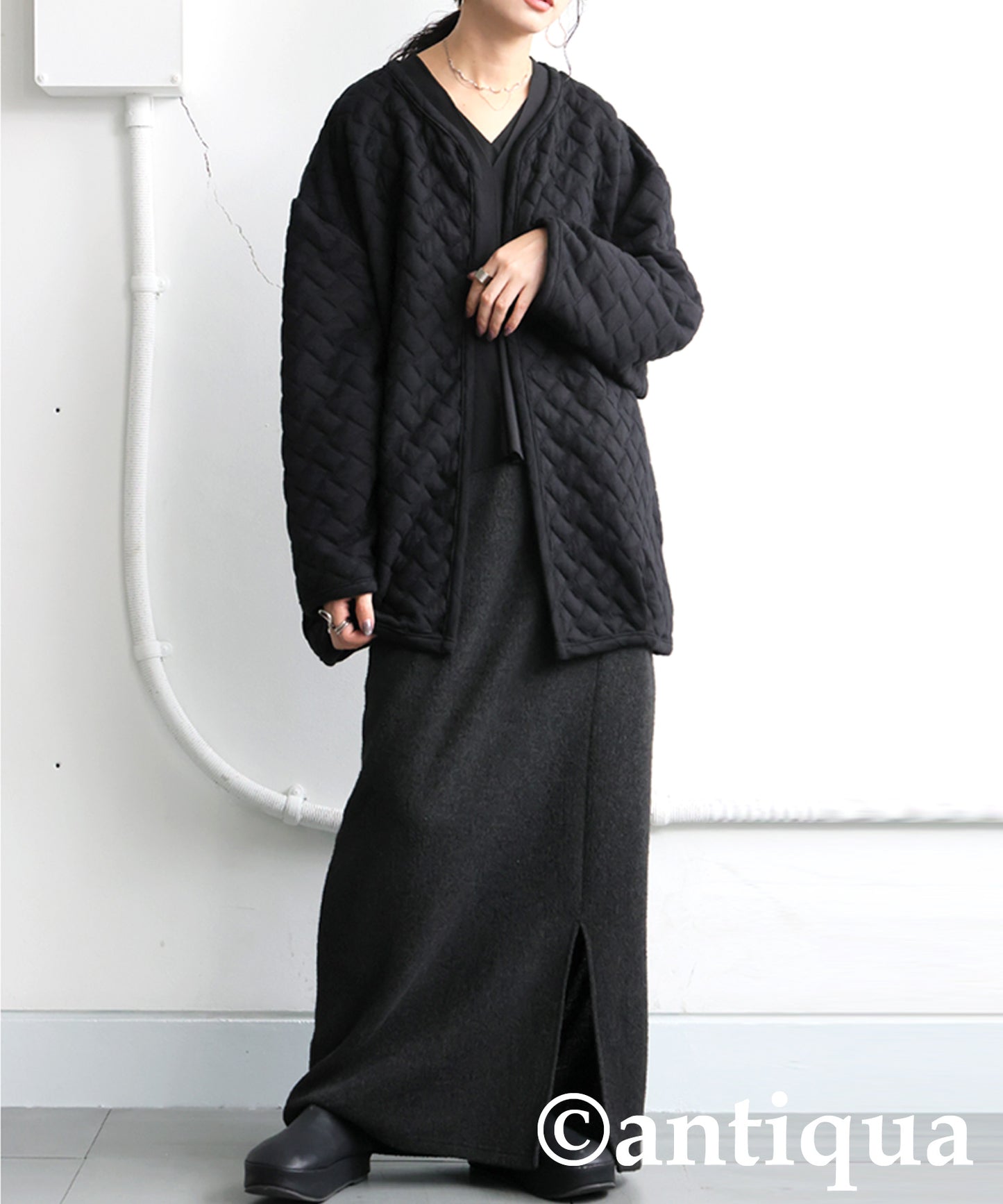 Quilted Long-Sleeved Cardigan Ladies