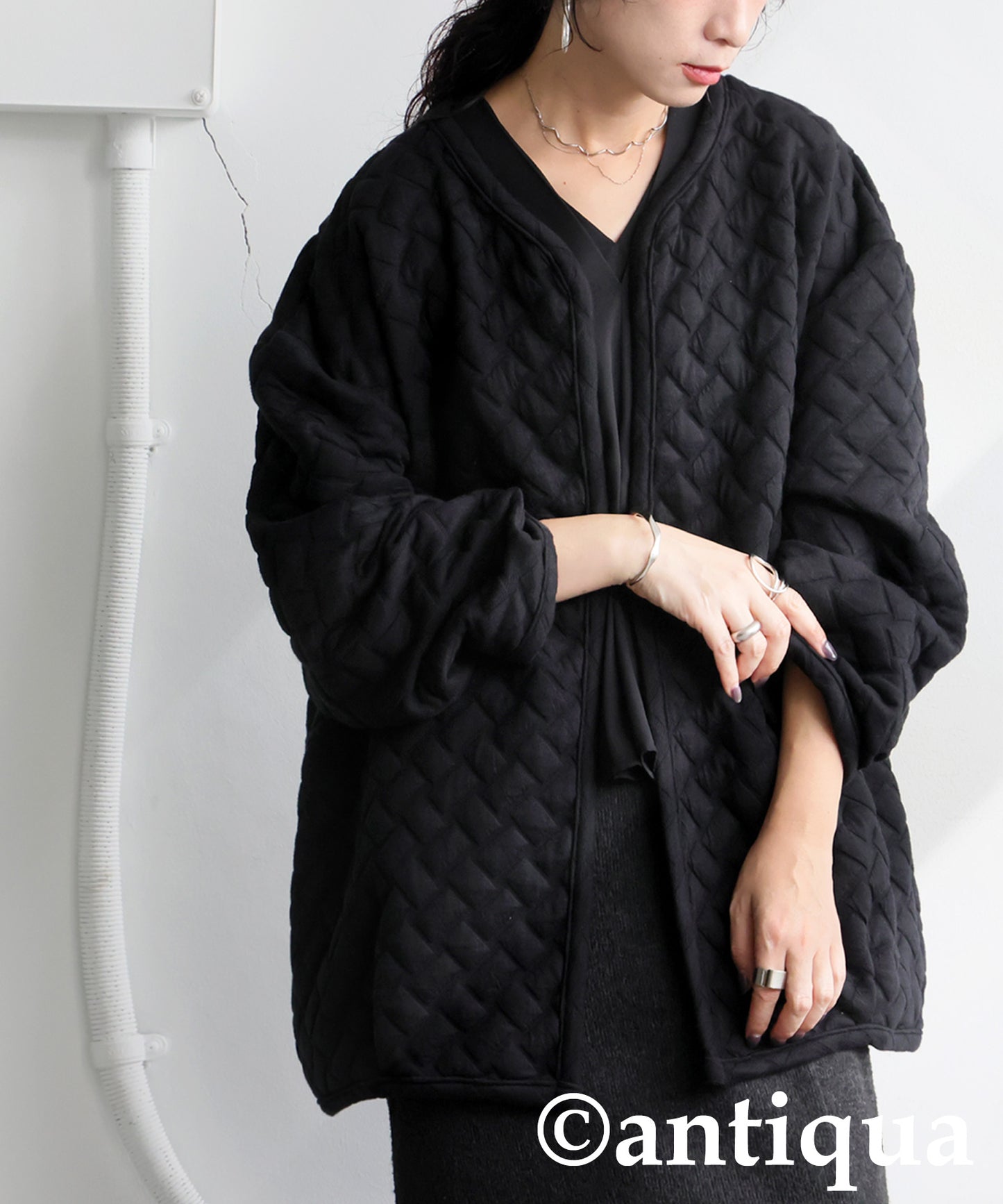 Quilted Long-Sleeved Cardigan Ladies