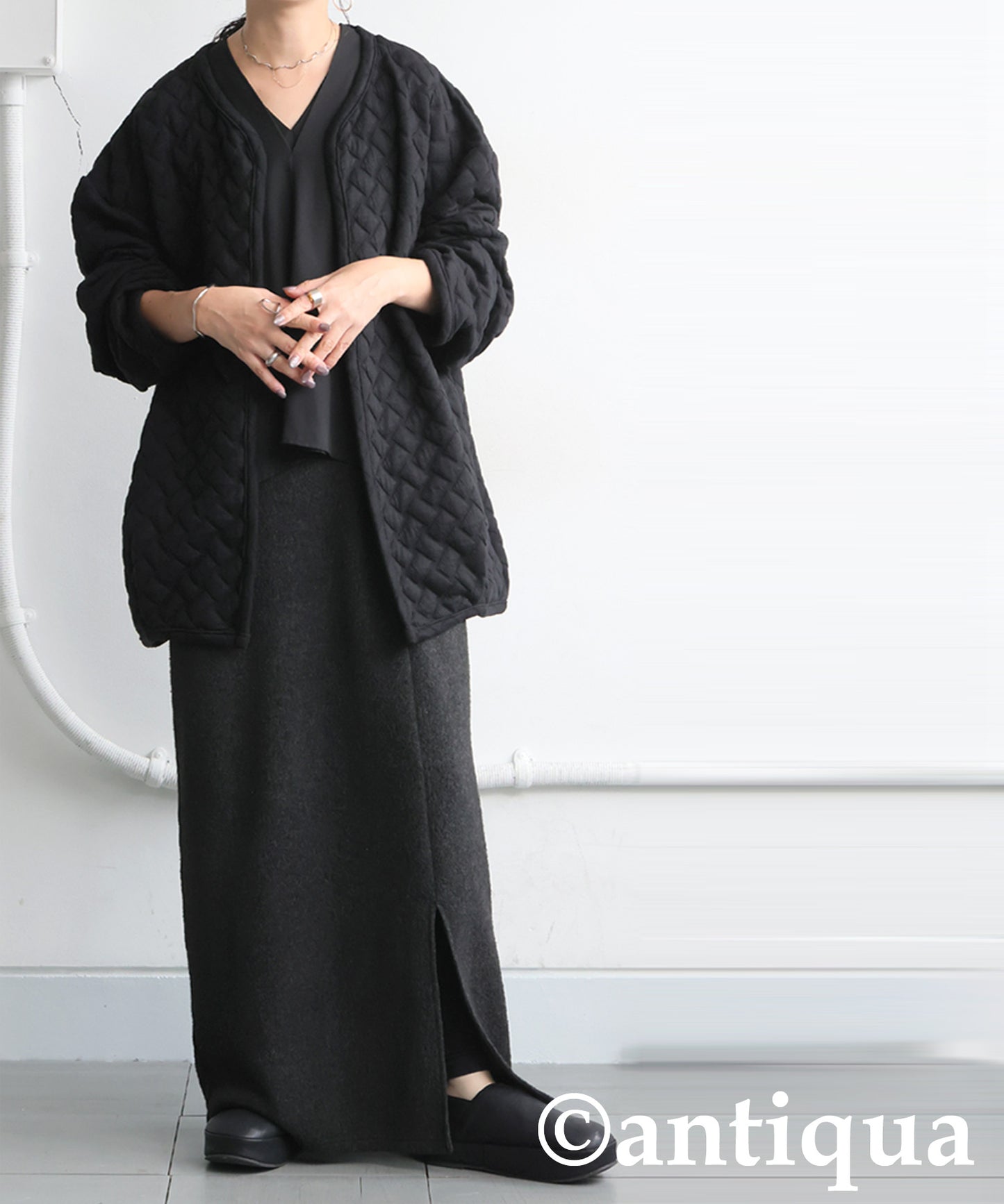 Quilted Long-Sleeved Cardigan Ladies