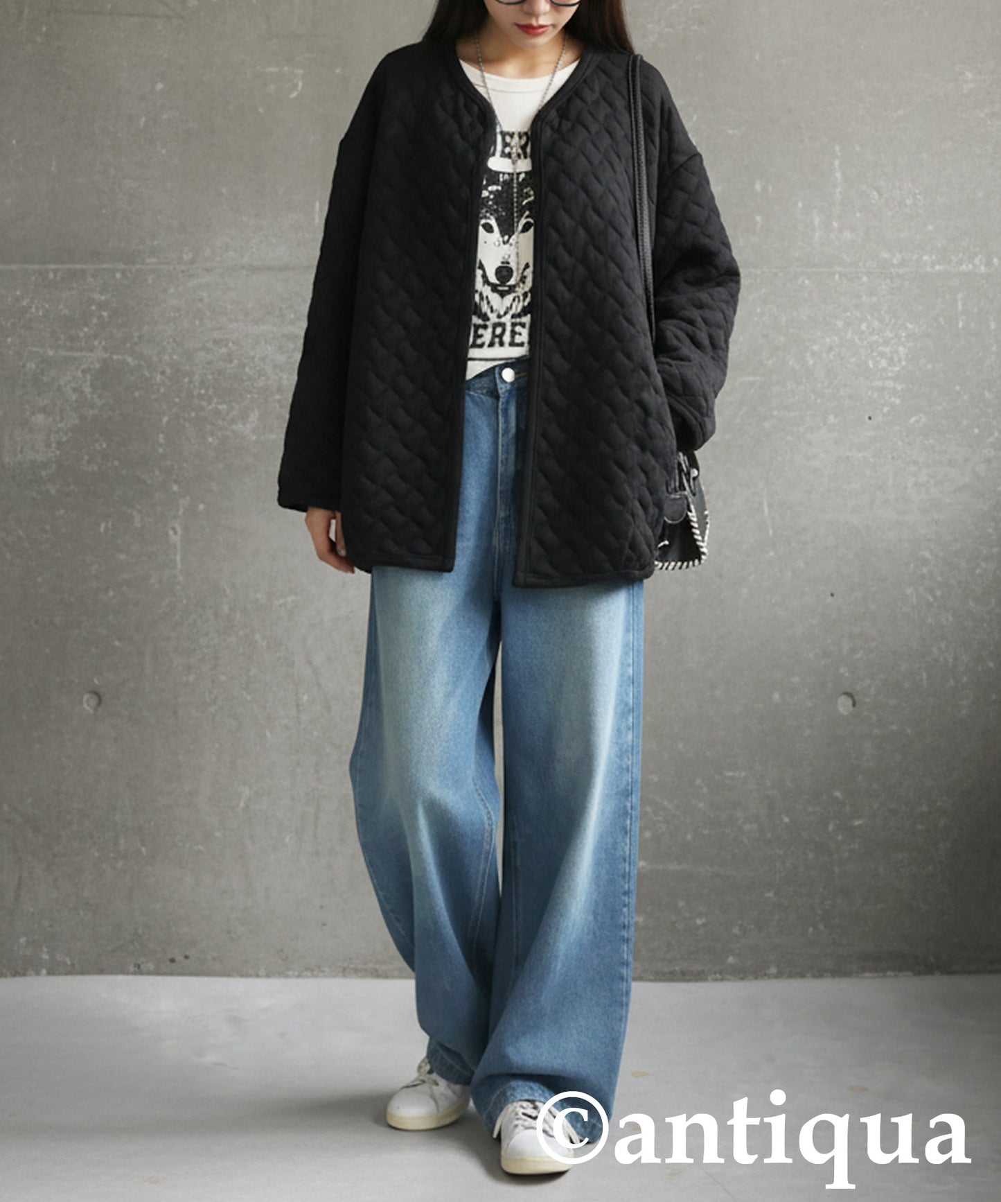 Quilted Long-Sleeved Cardigan Ladies