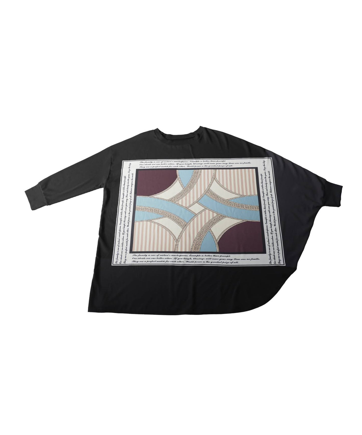 Mixed Material Dolman Long T-Shirt Ladies