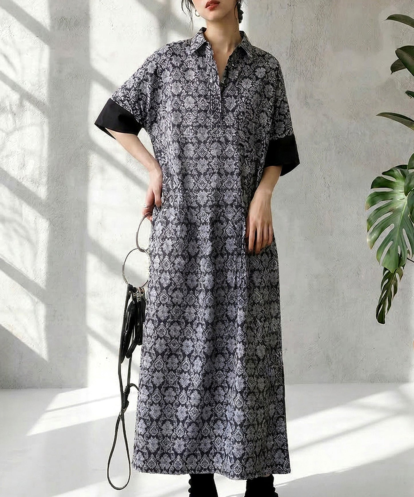 Damask Pattern Dress Ladies