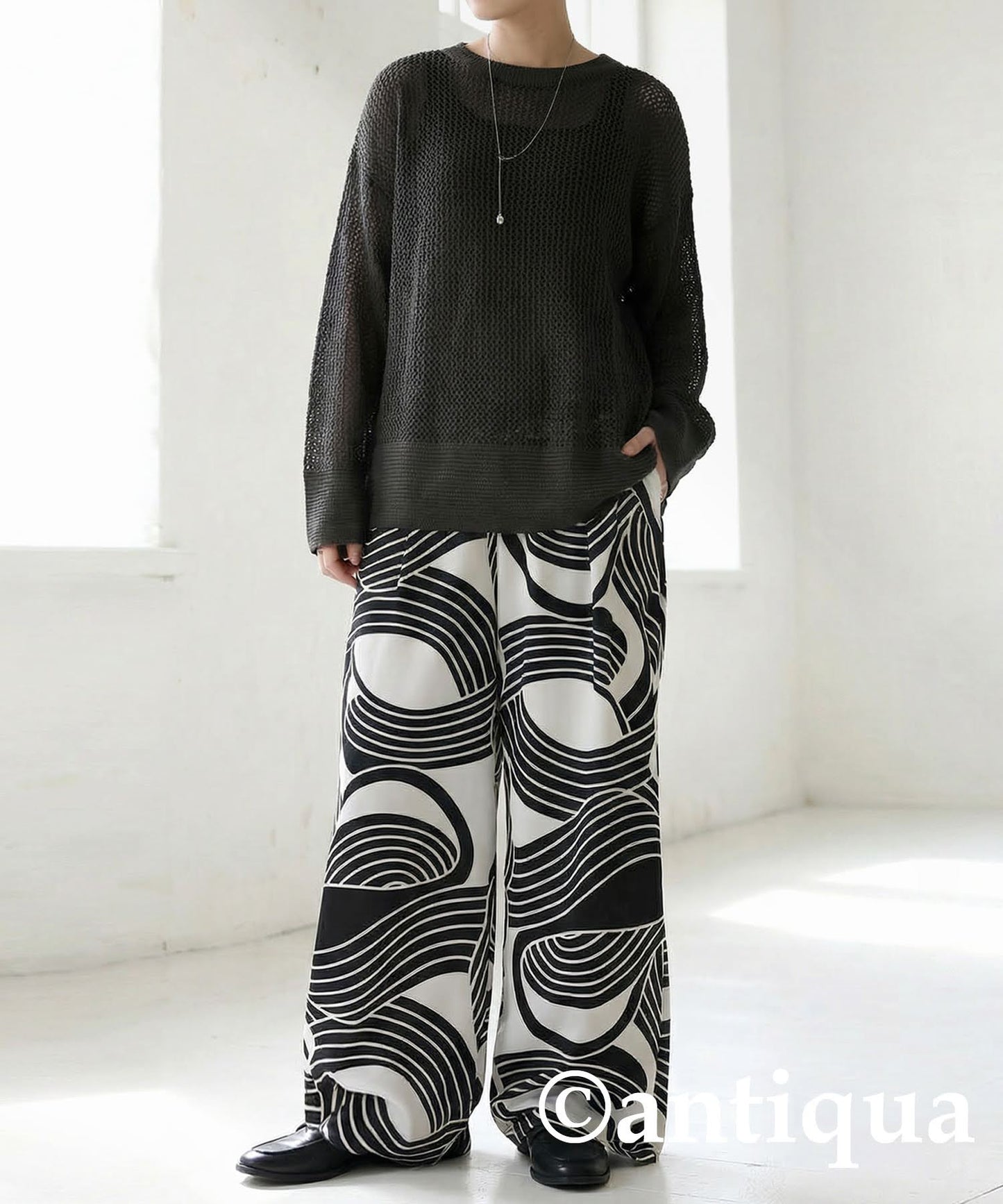 Geometric Wide-Leg Pants Ladies