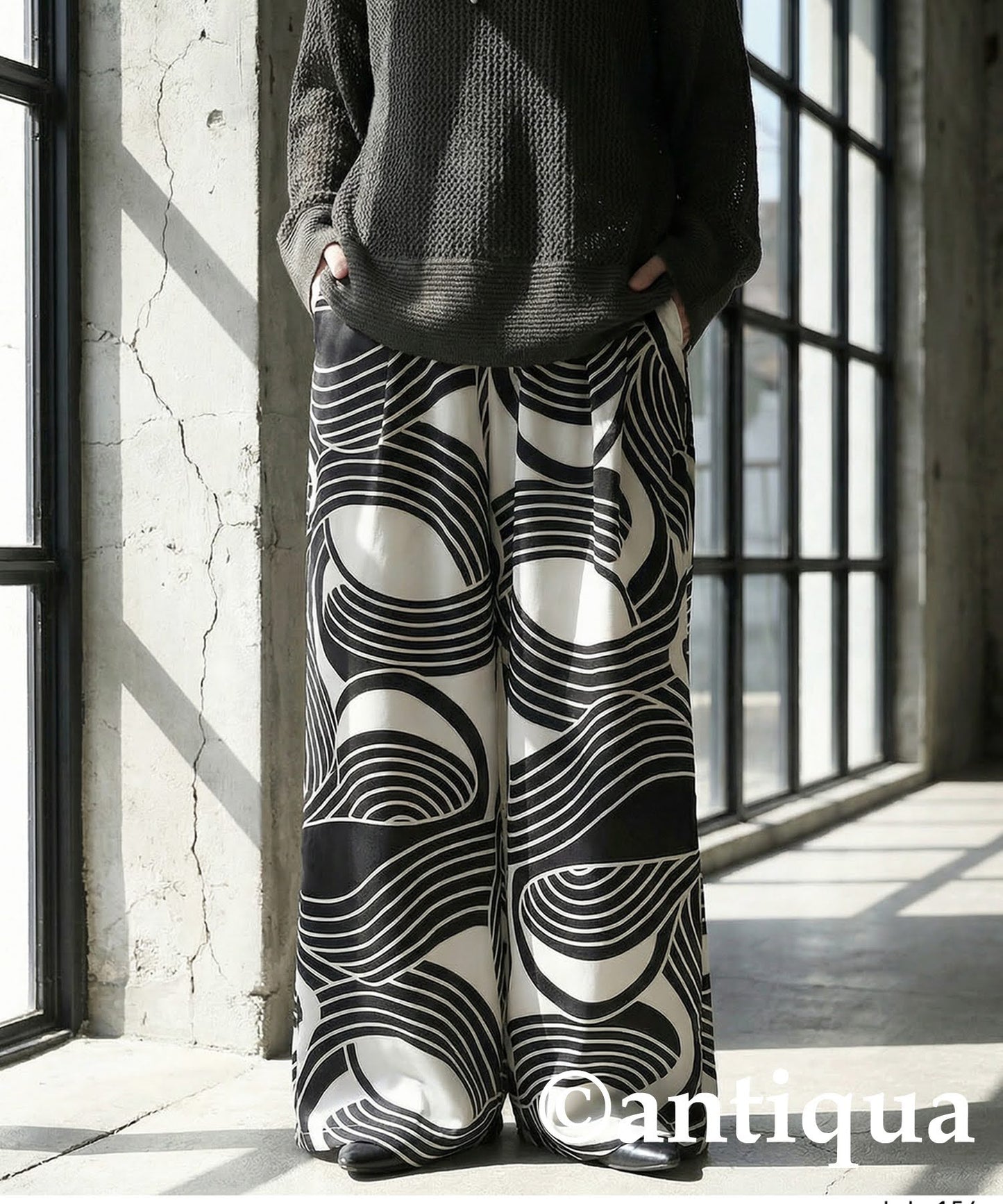 Geometric Wide-Leg Pants Ladies
