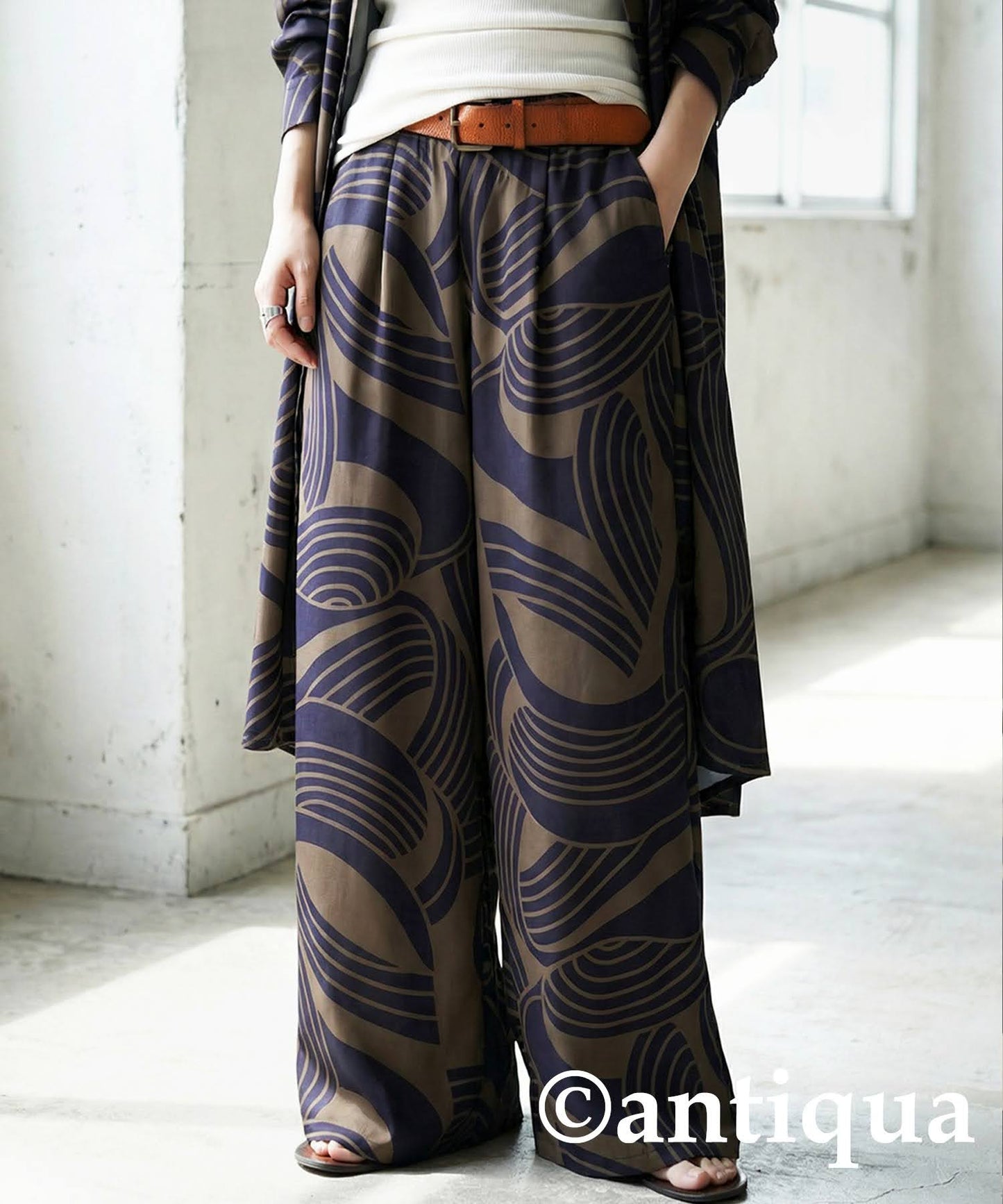 Geometric Wide-Leg Pants Ladies