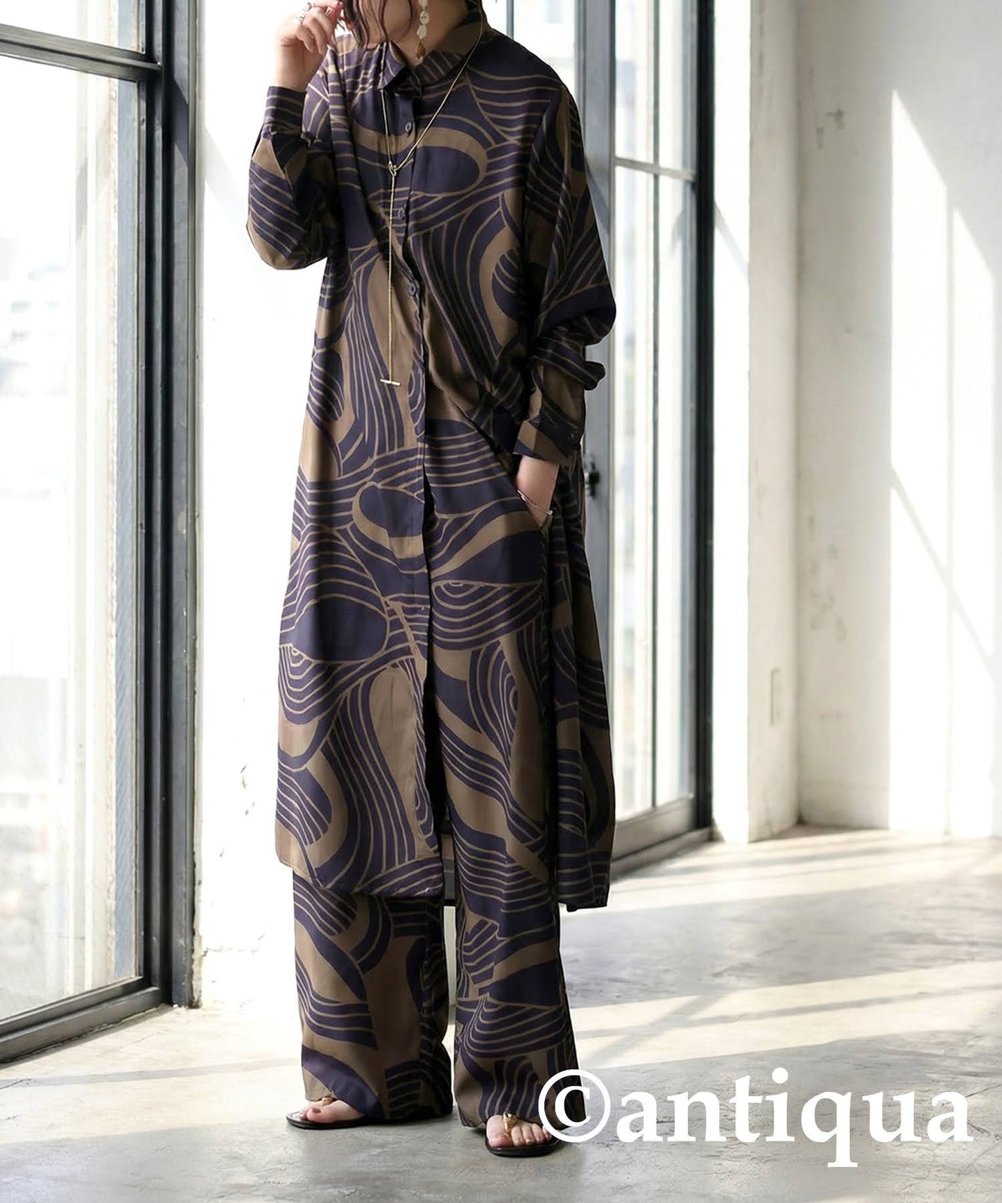 Geometric Wide-Leg Pants Ladies