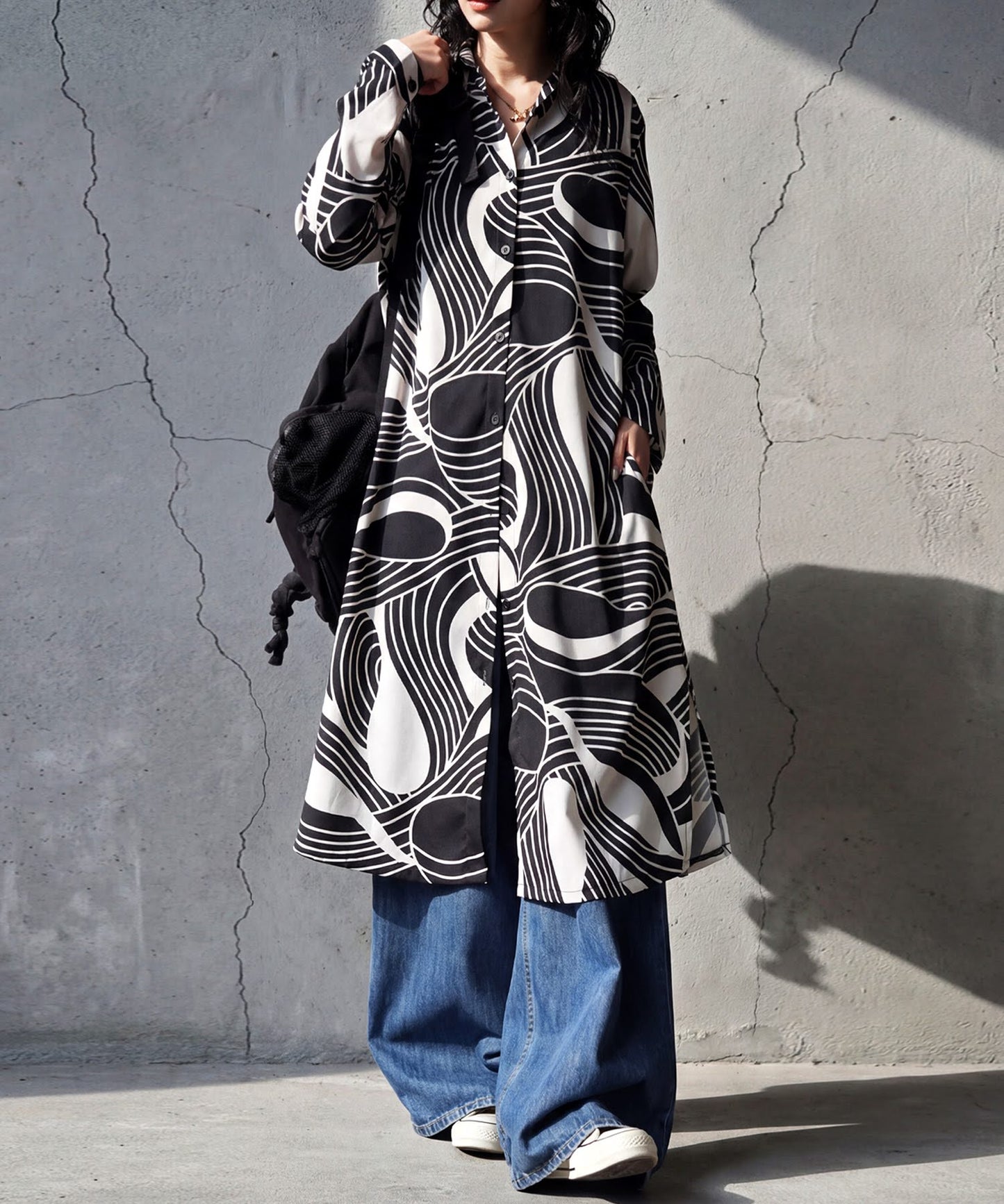 Geometric Print Shirt Dress Ladies