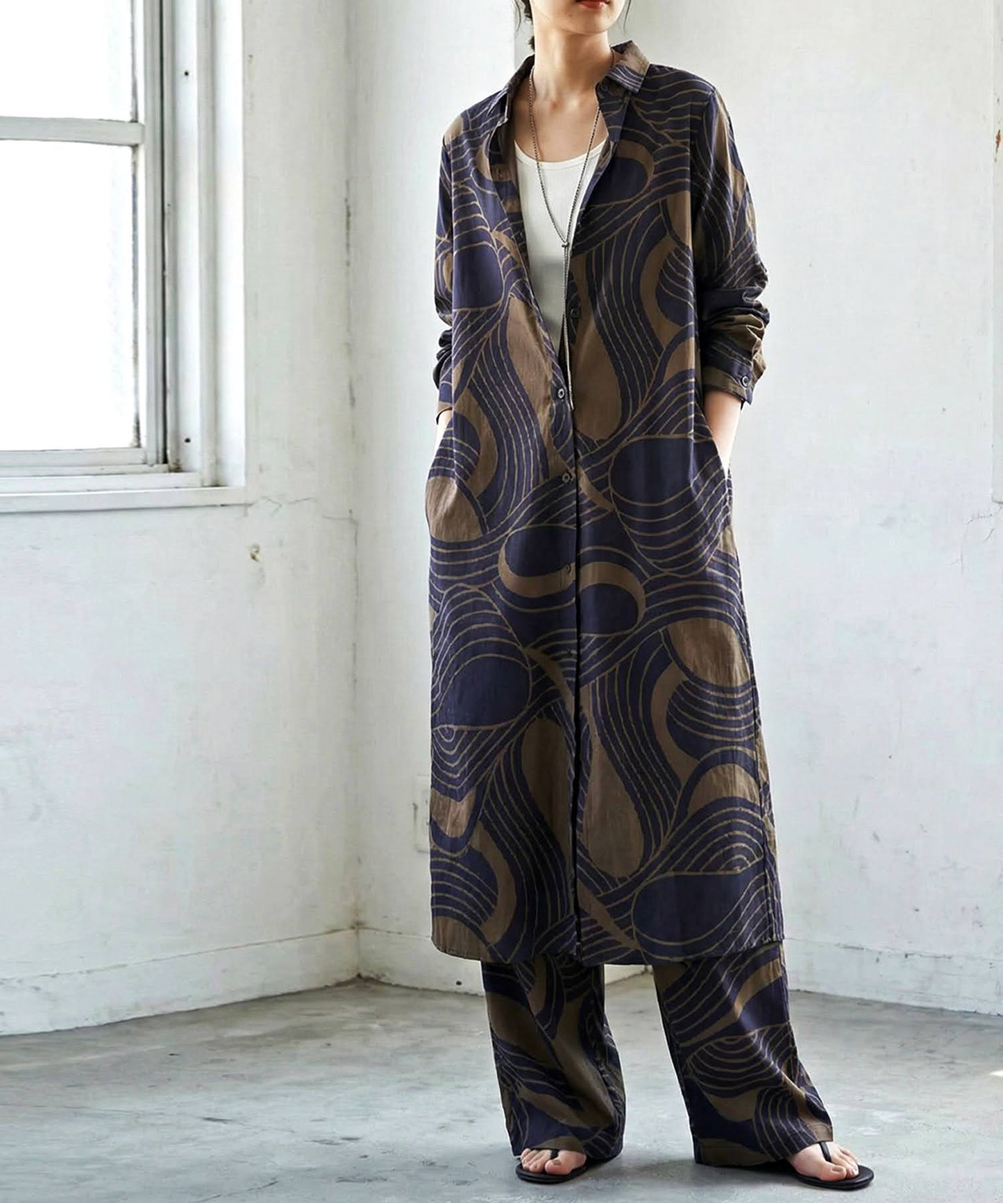 Geometric Print Shirt Dress Ladies