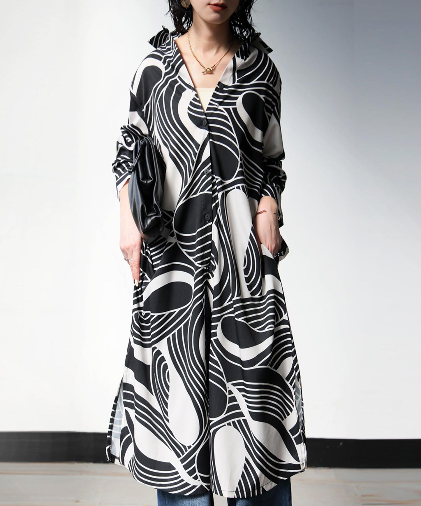 Geometric Print Shirt Dress Ladies