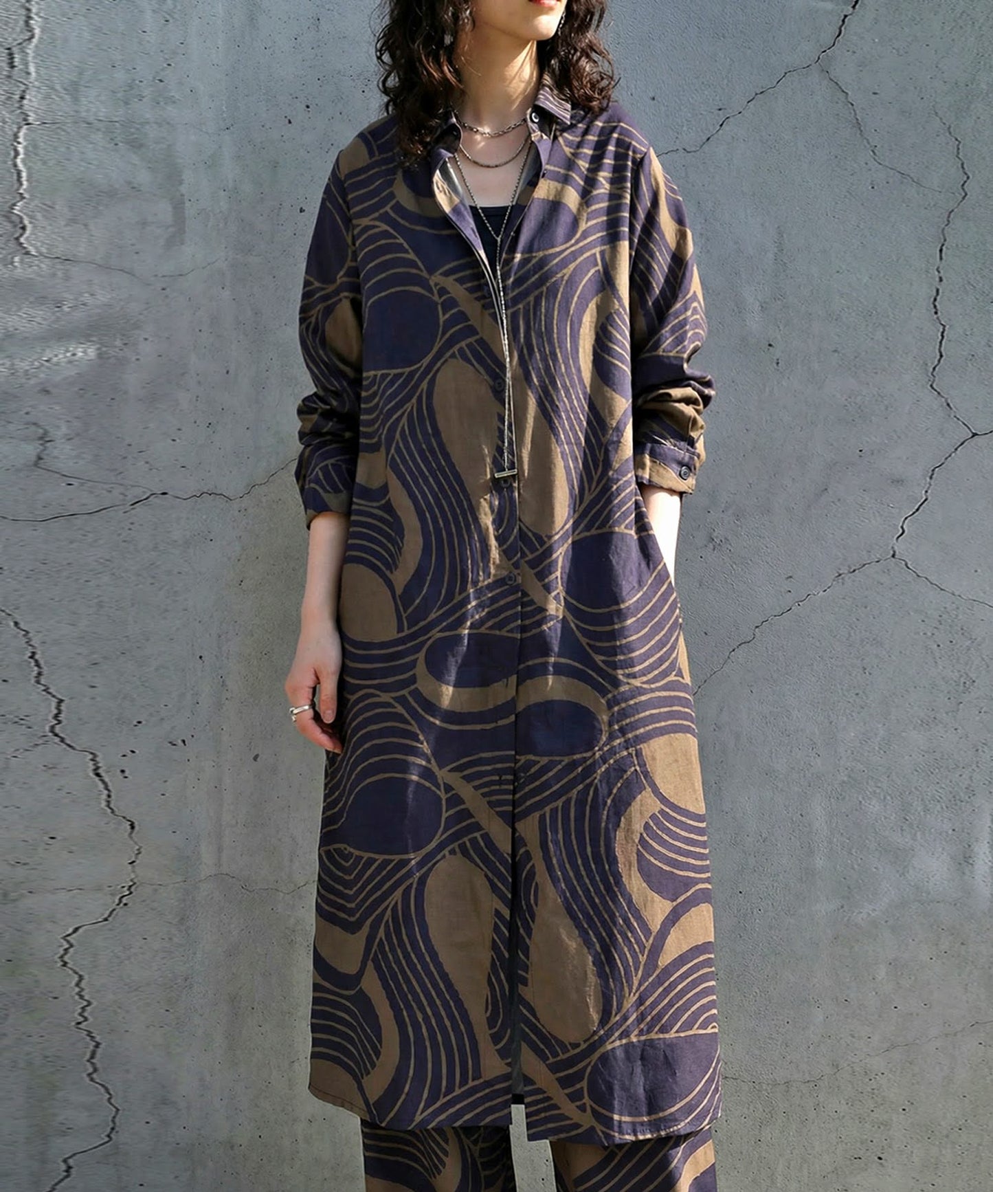 Geometric Print Shirt Dress Ladies