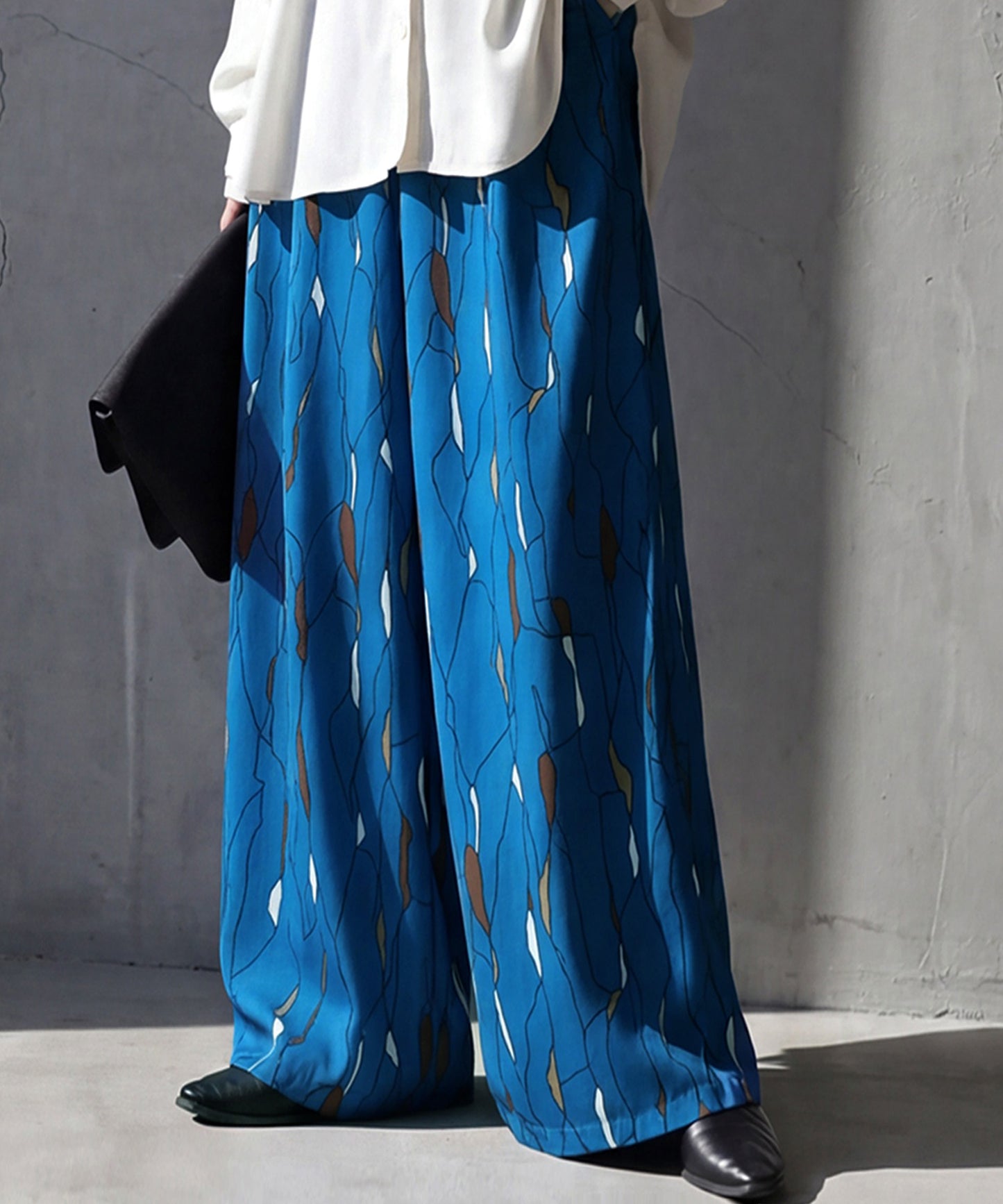 Art Print Loose Wide Pants Ladies
