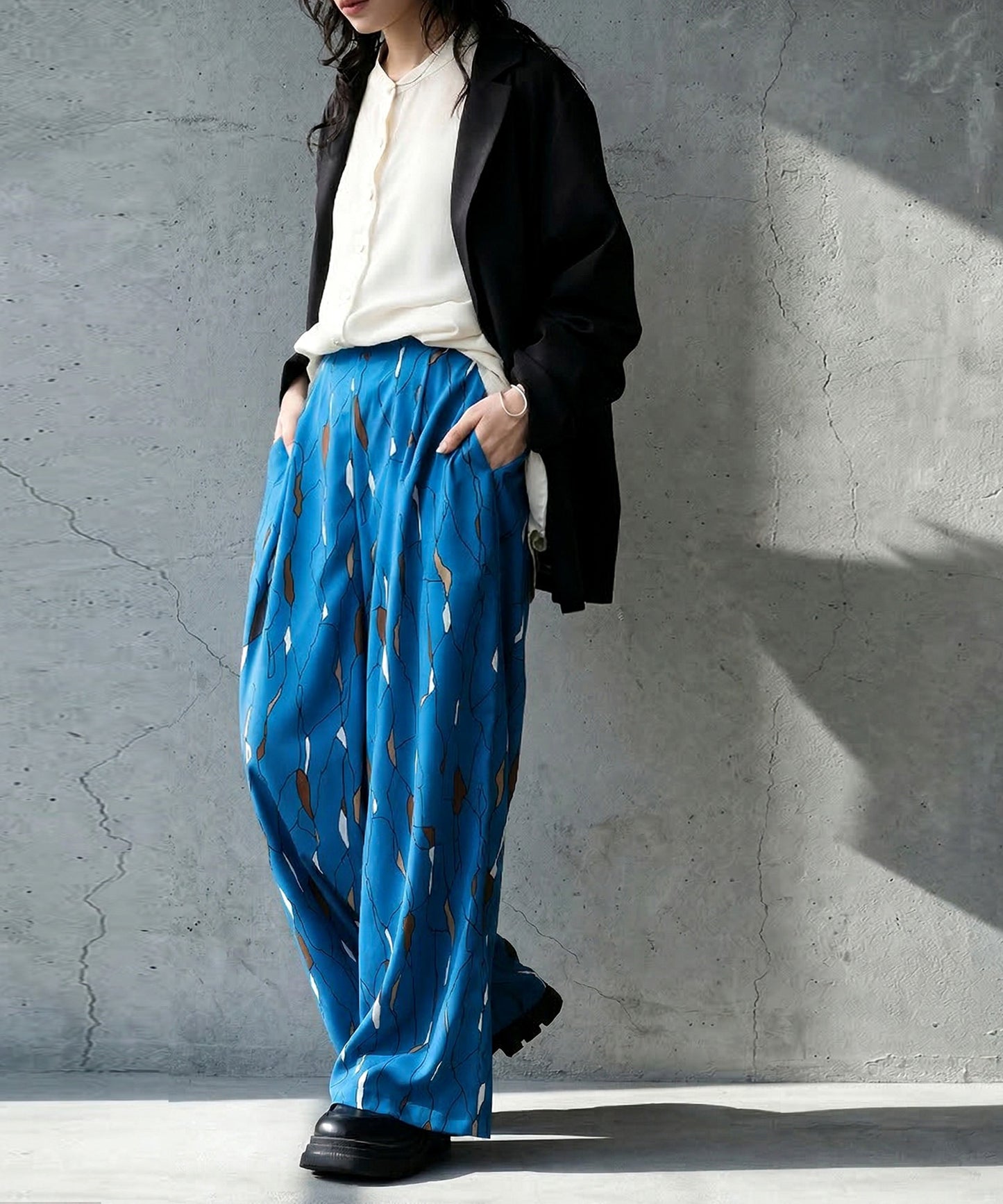 Art Print Loose Wide Pants Ladies